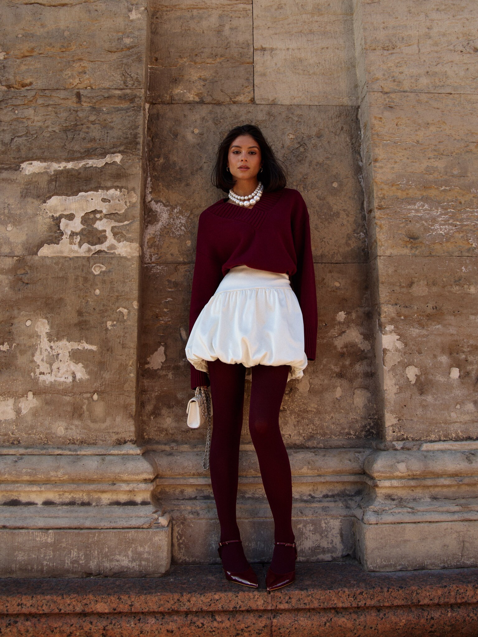 Balloon mini skirt with asymmetrical waistband :: LICHI
