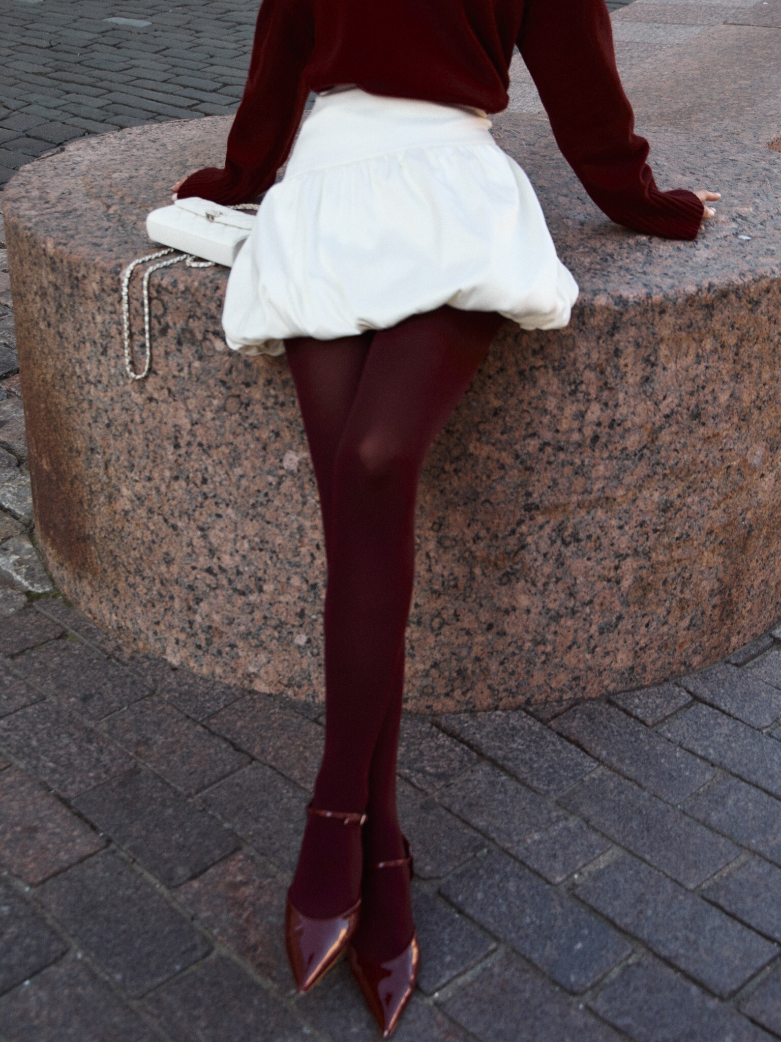 Balloon mini skirt with asymmetrical waistband