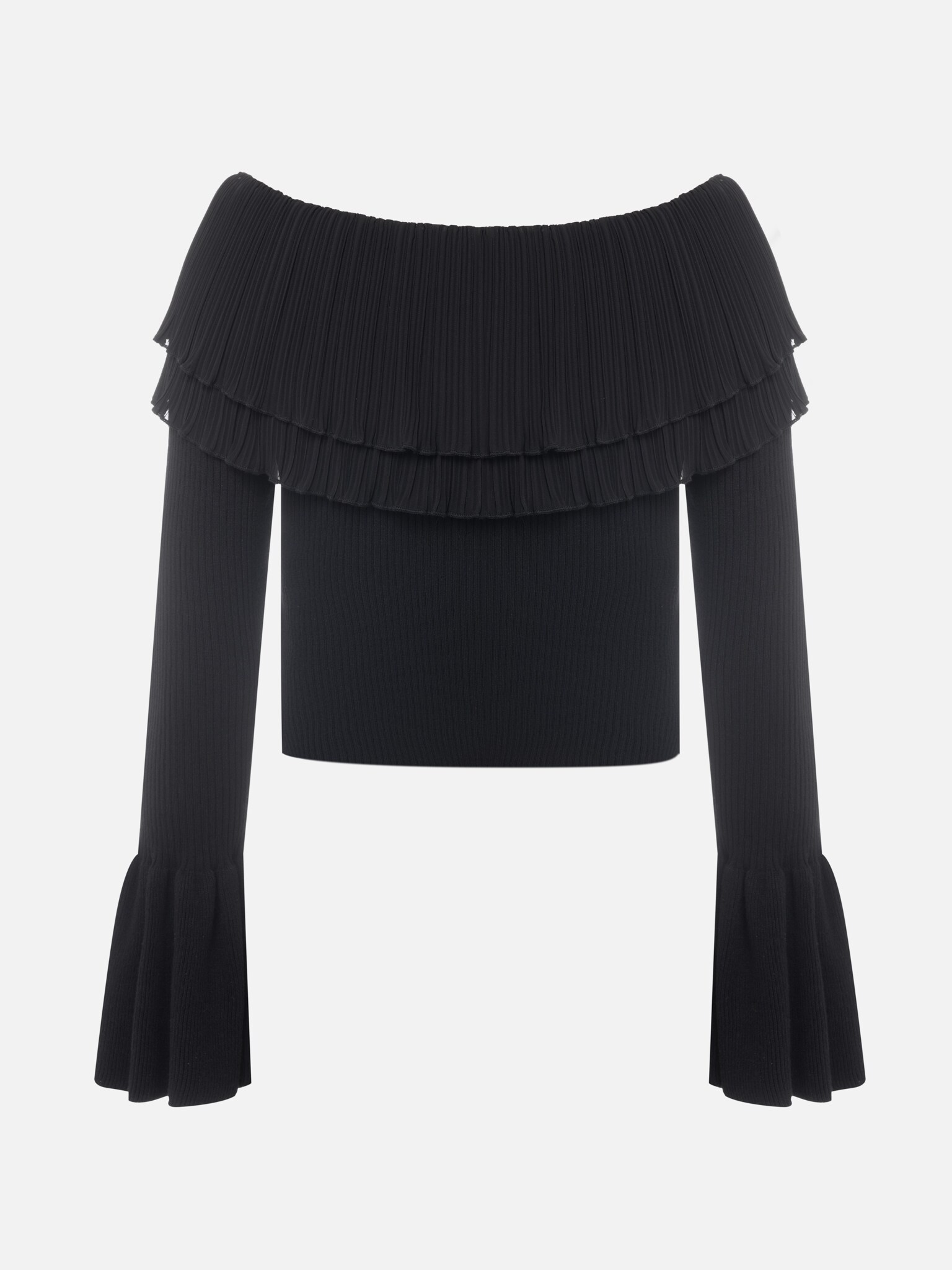 Fitted top with open shoulders and large buttons