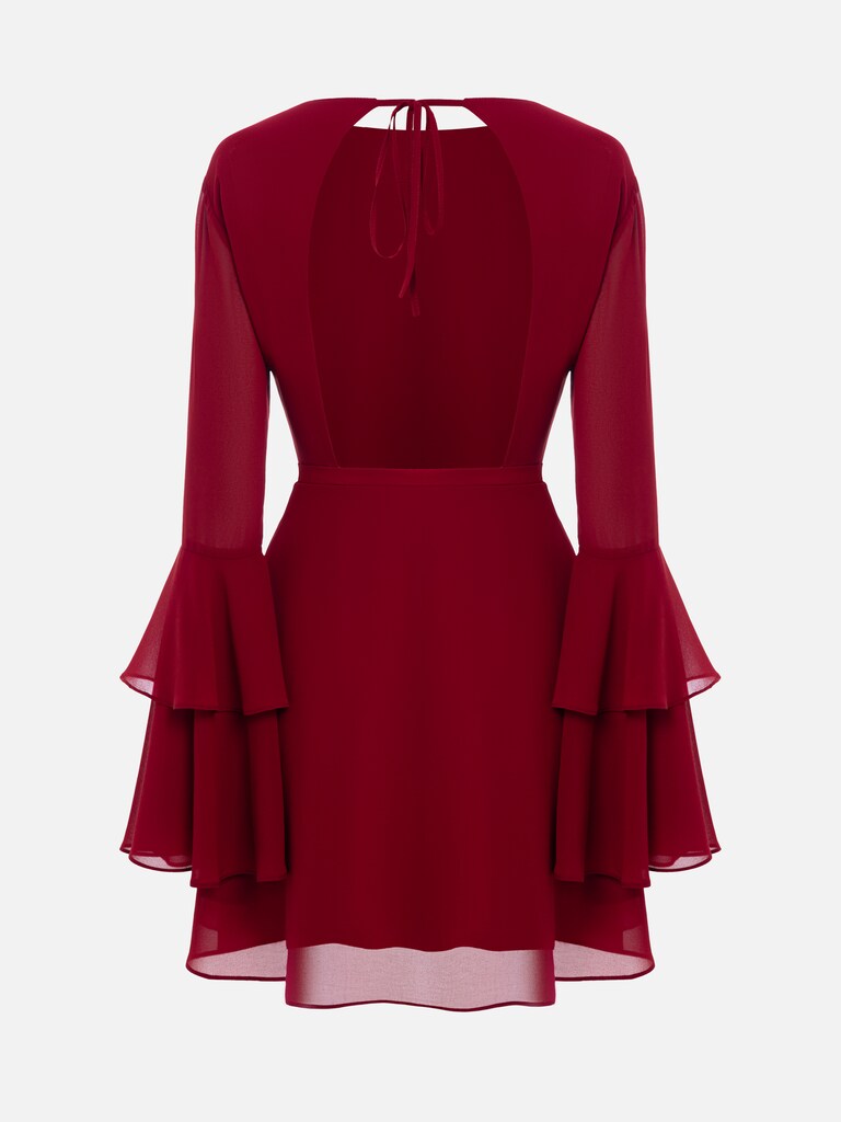 Платье мини с воланами на манжетах