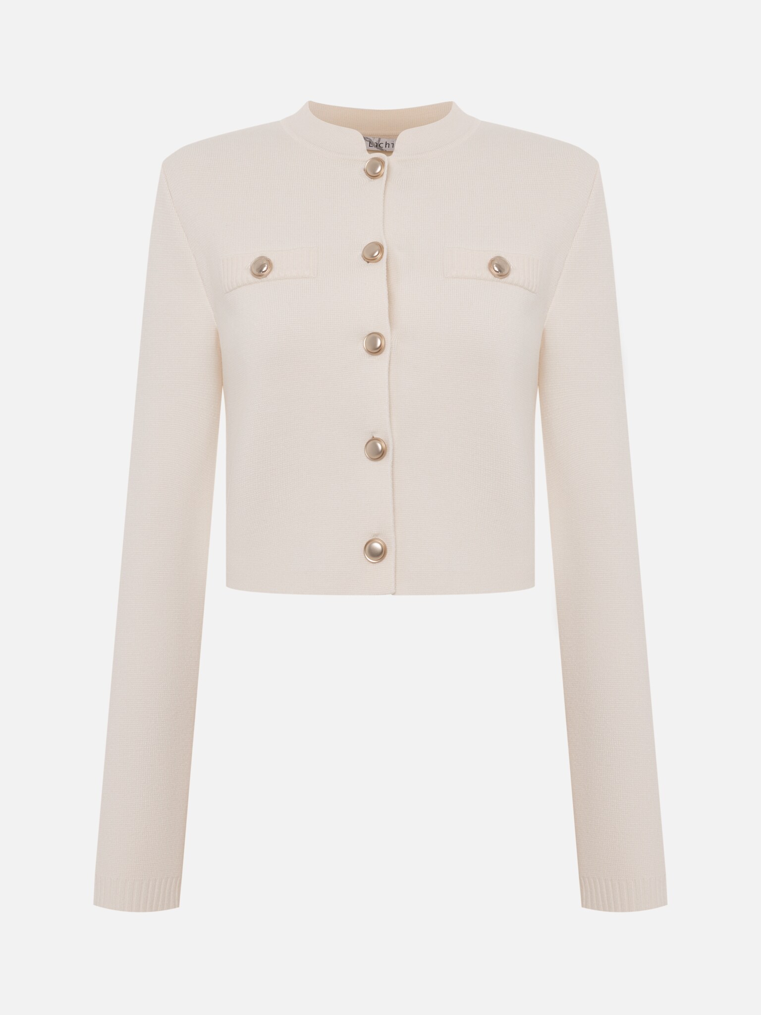 Cropped cardigan with high collar