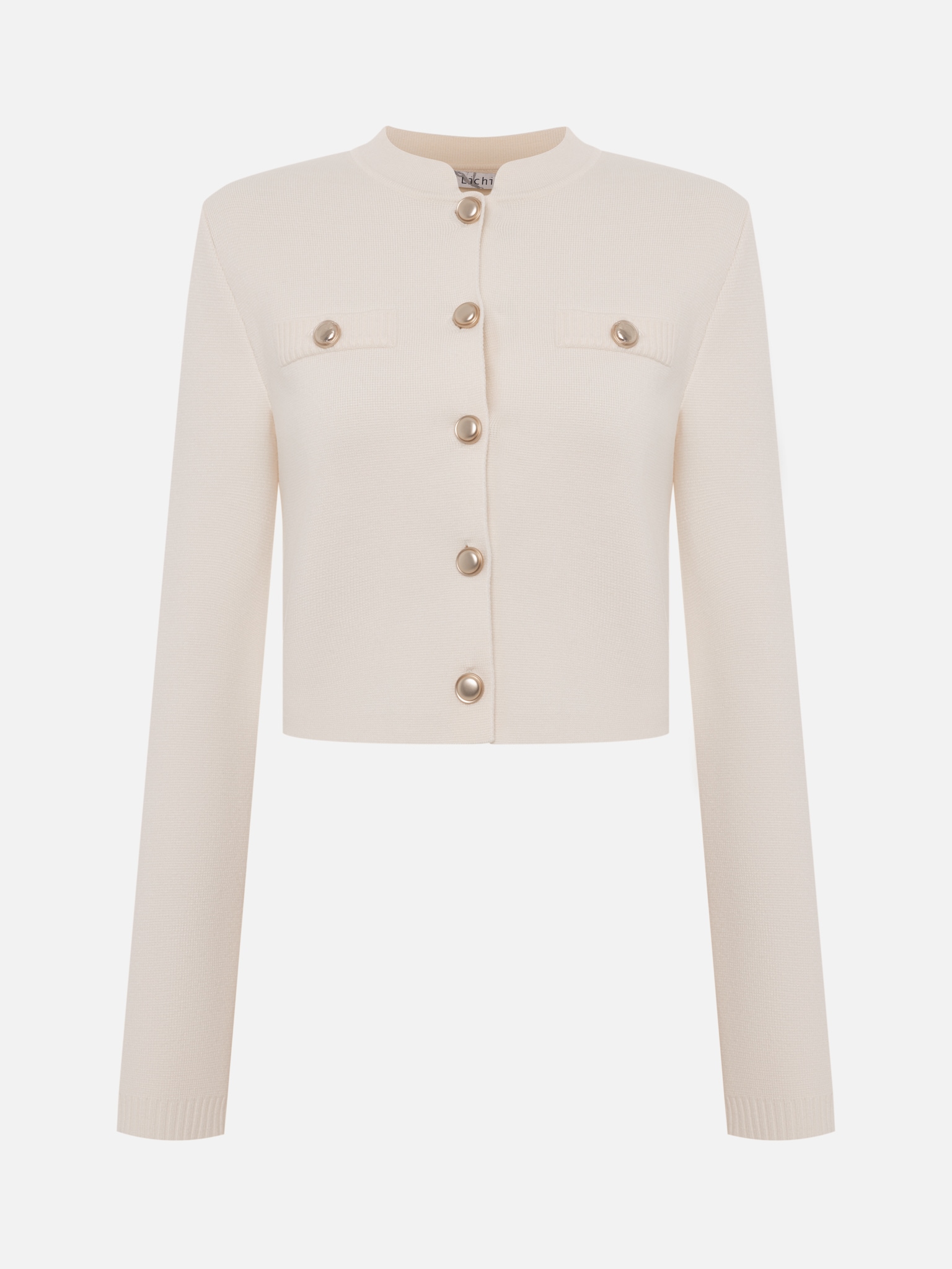 Cropped cardigan with high collar