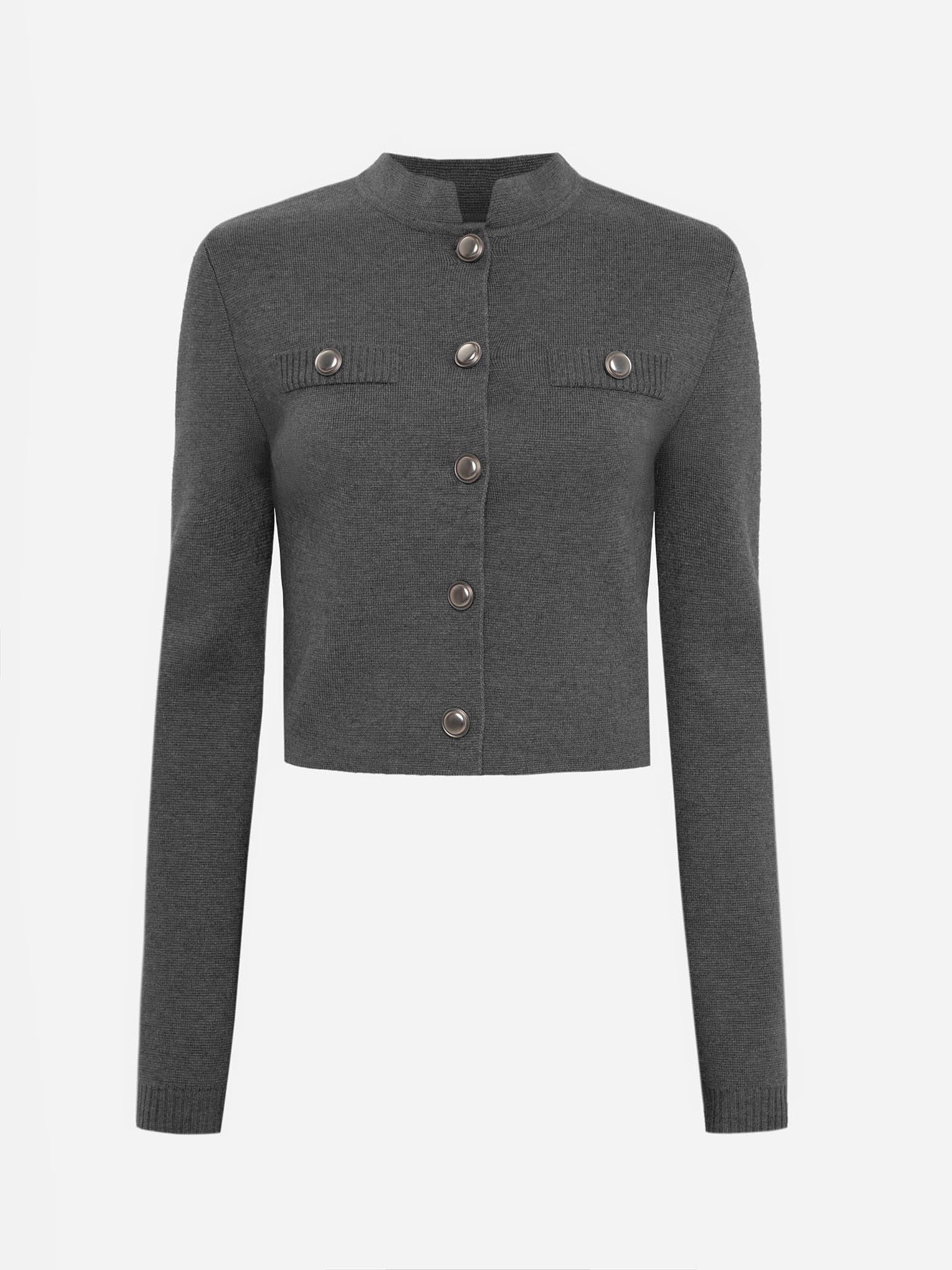 Cropped cardigan with high collar