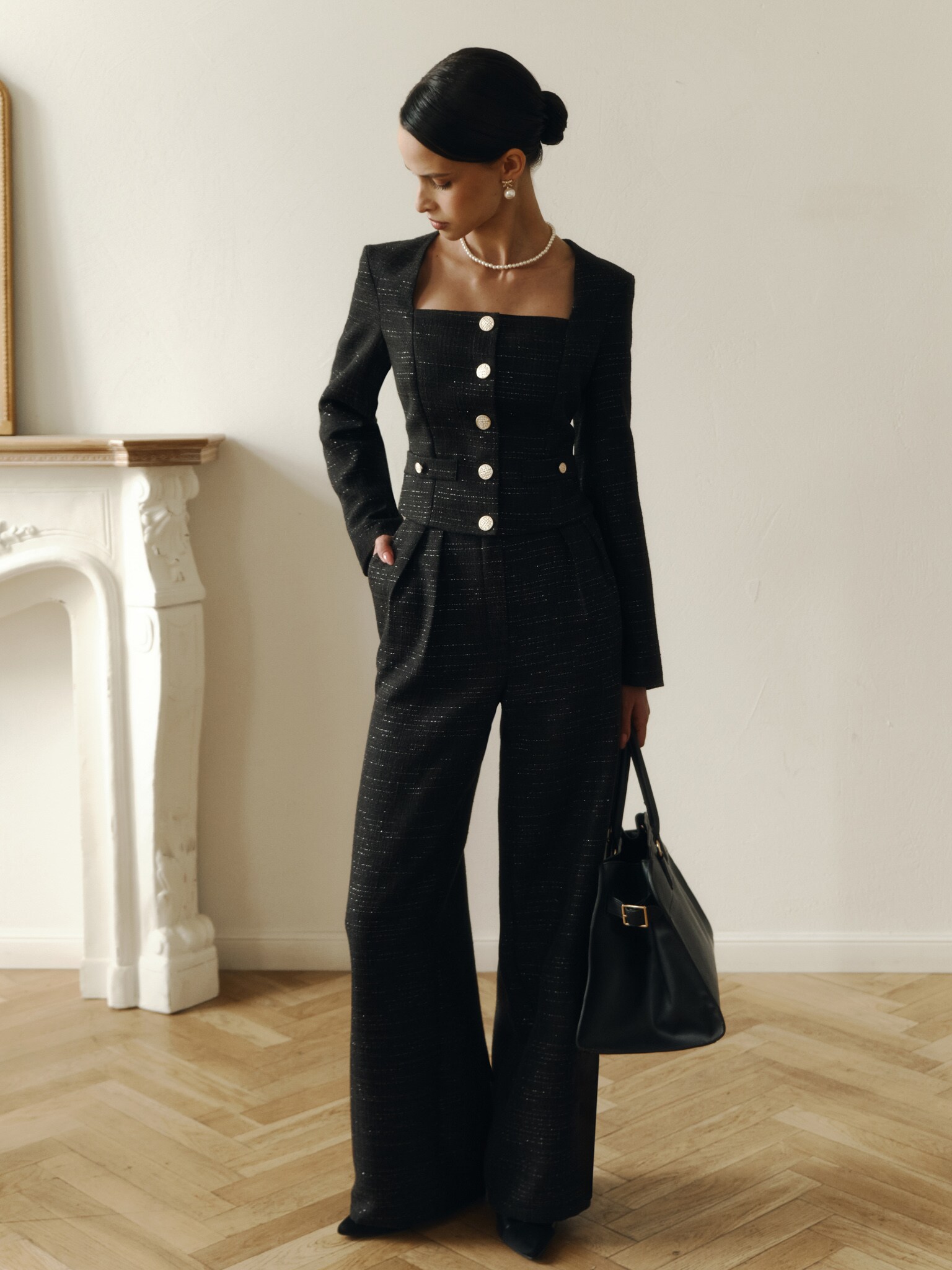Твидовые брюки свободного кроя :: LICHI - Online fashion store