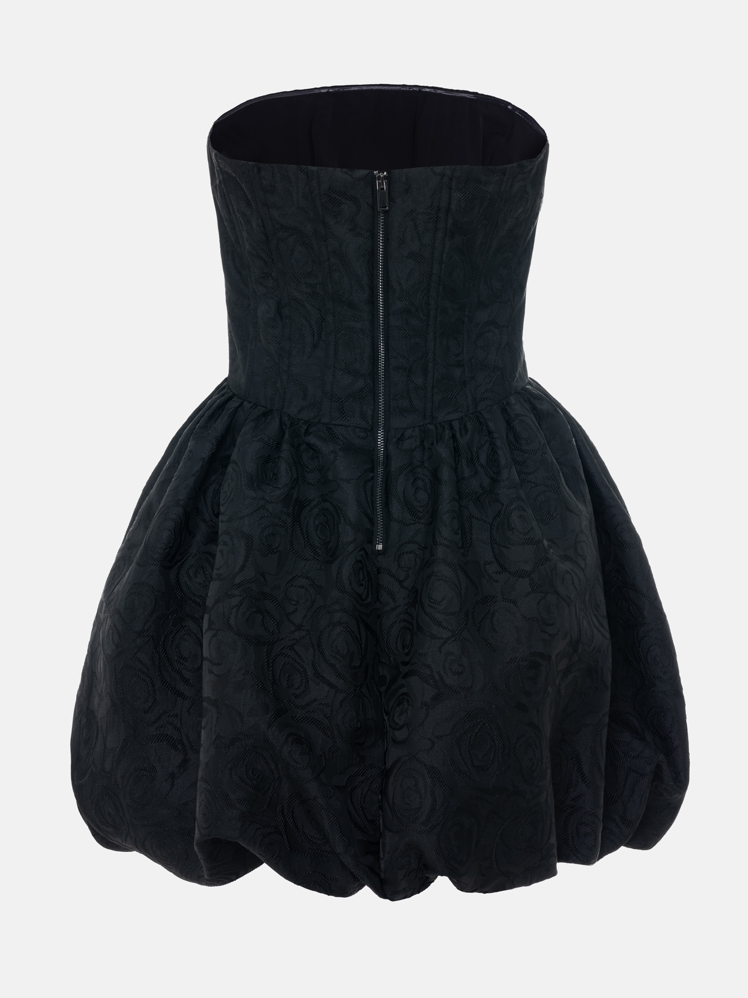 فستان جاكار قصير بأكتاف مفتوحة