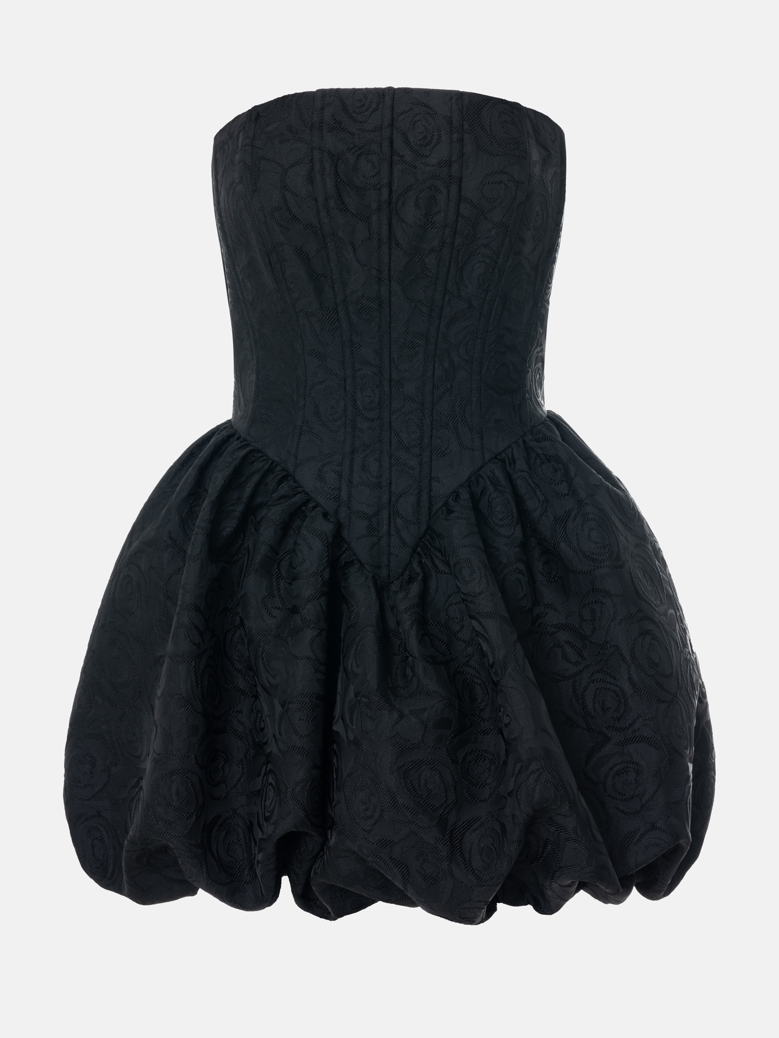 فستان جاكار قصير بأكتاف مفتوحة