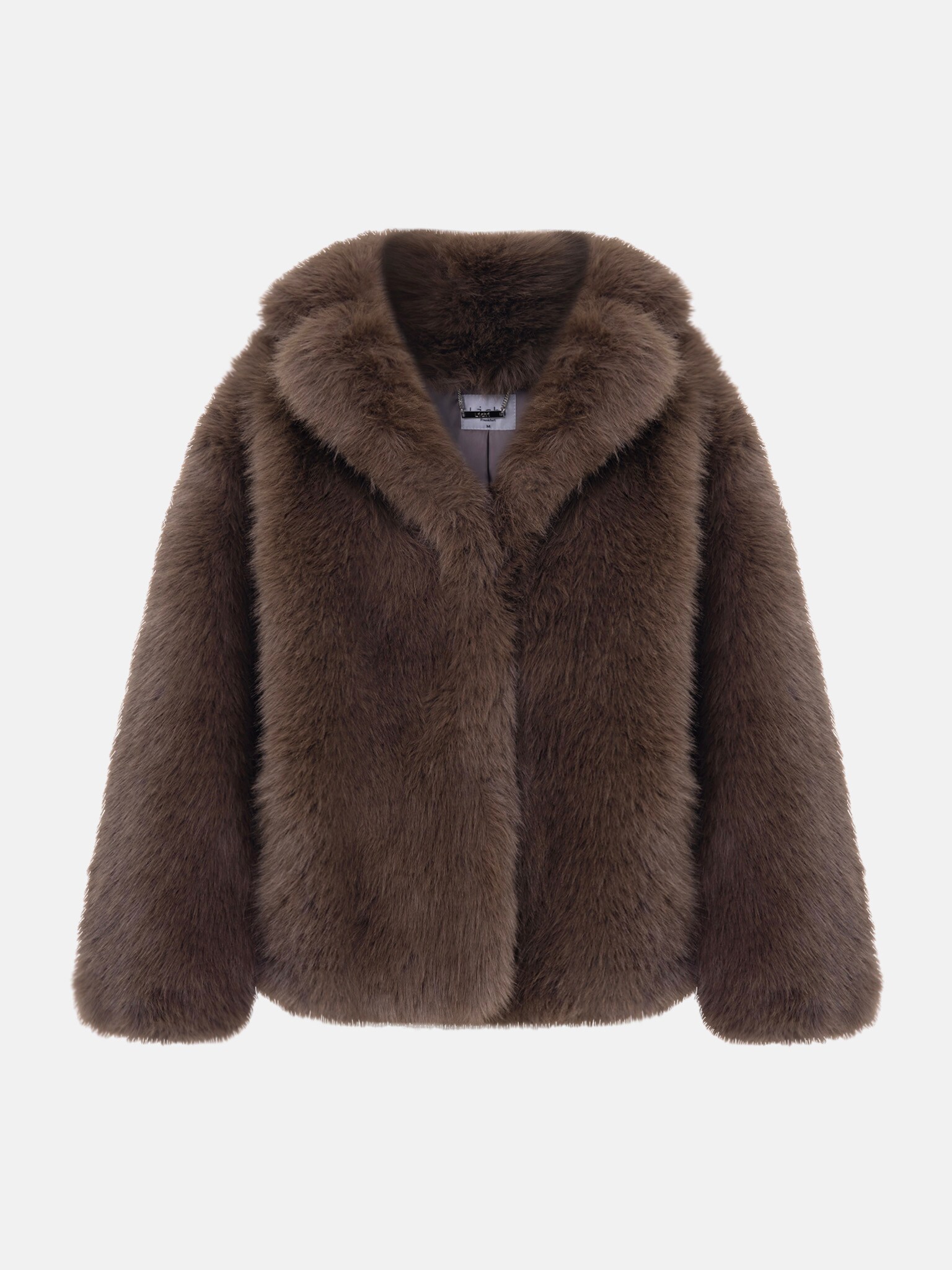 Short eco-coat with voluminous collar