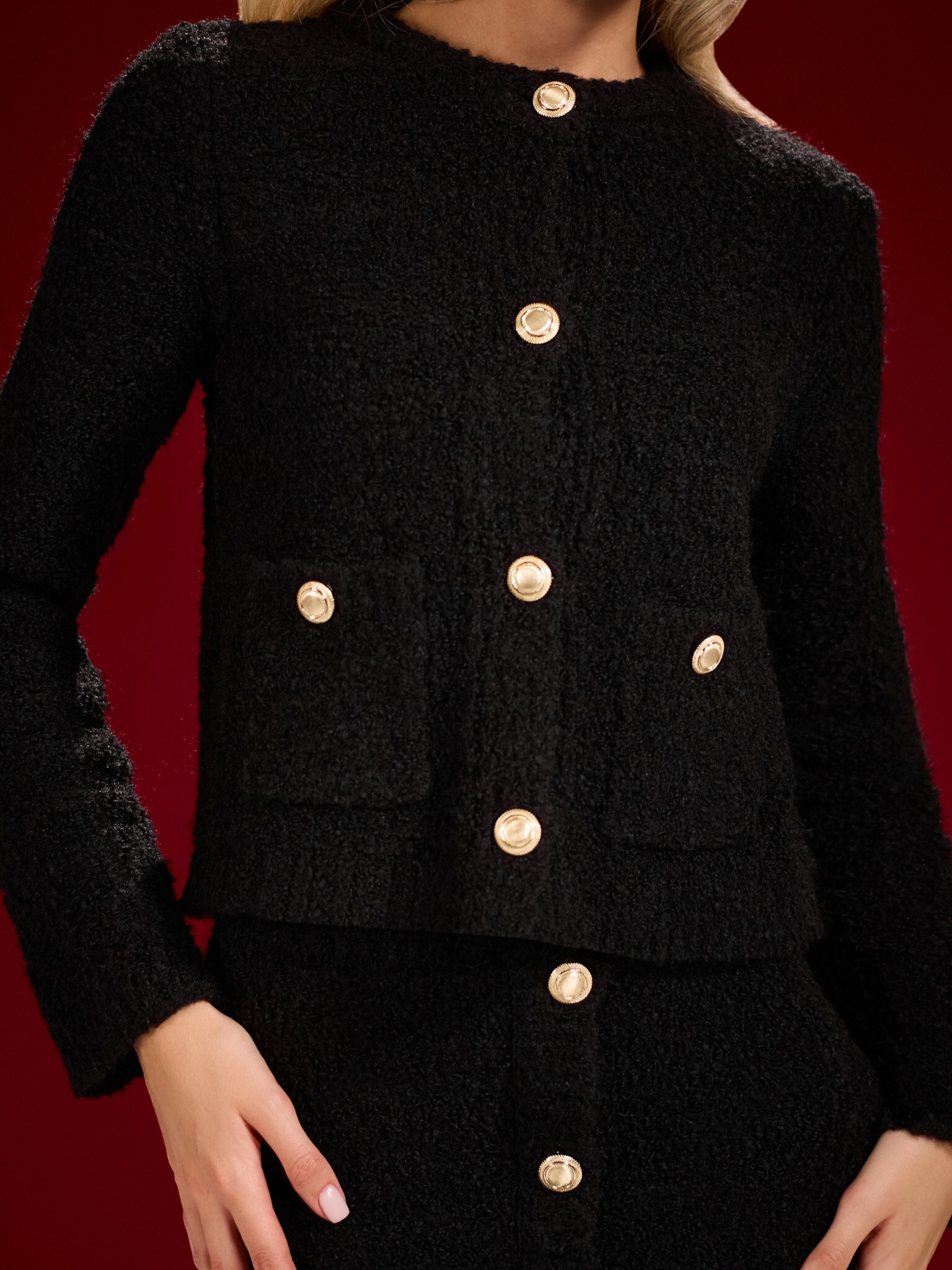 Straight fluffy knit cardigan