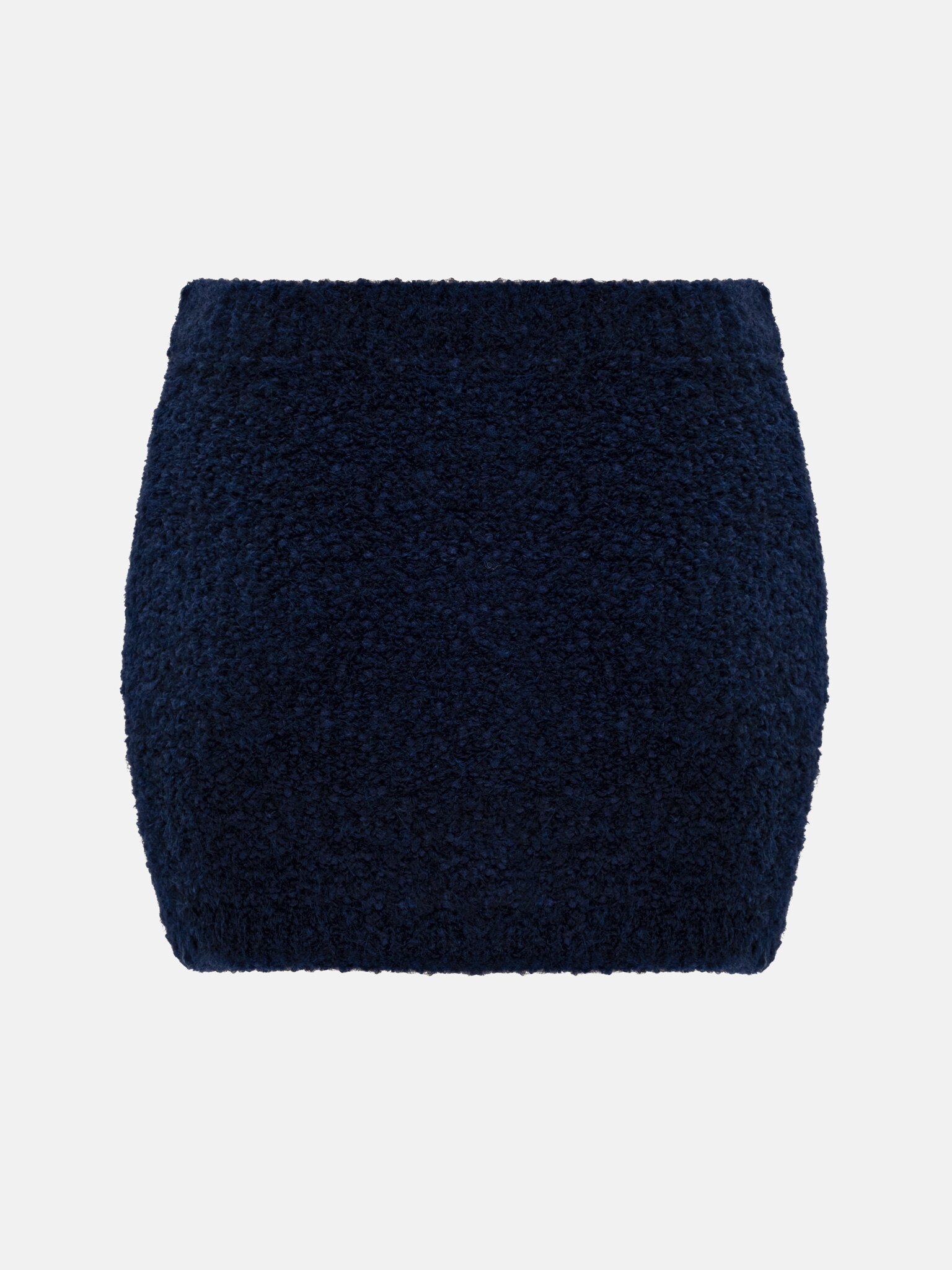 Straight fluffy knit mini skirt