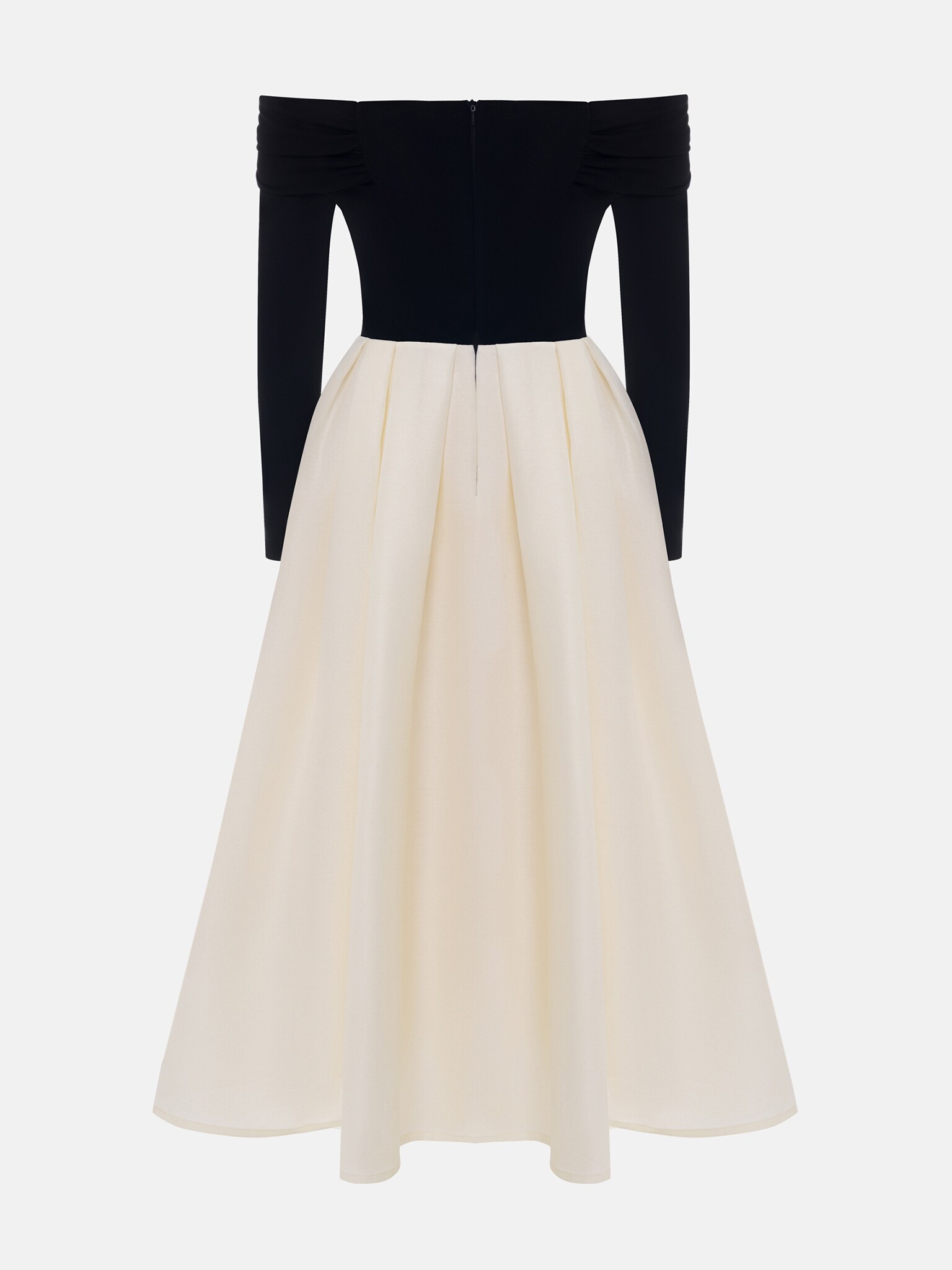 Sukienka midi z kontrastową satynową spódnicą