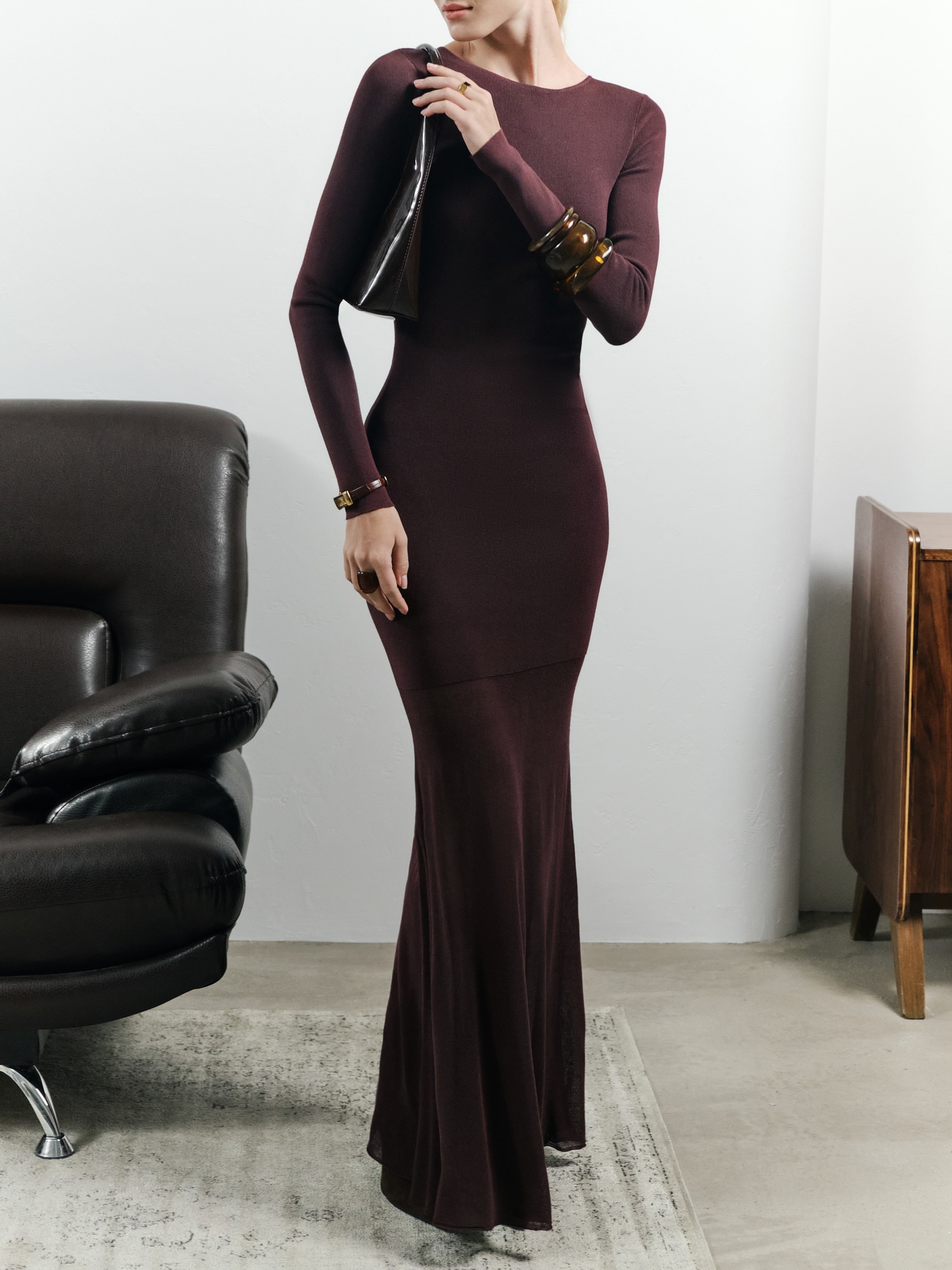 Fitted maxi dress made from jersey blend