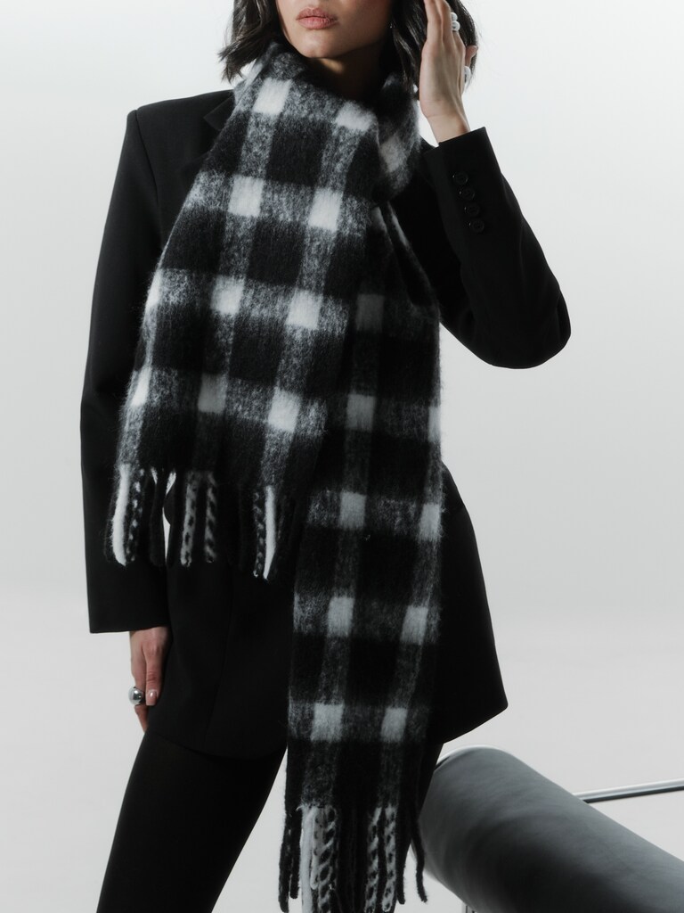 Echarpe à carreaux en fil de laine