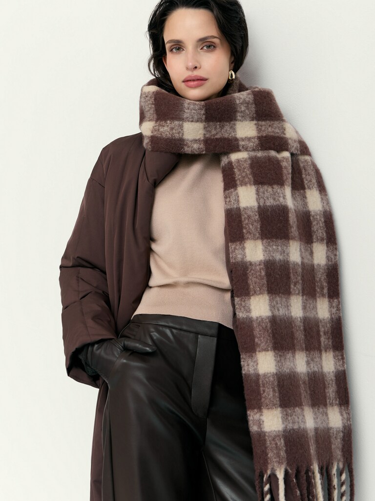 Echarpe à carreaux en fil de laine