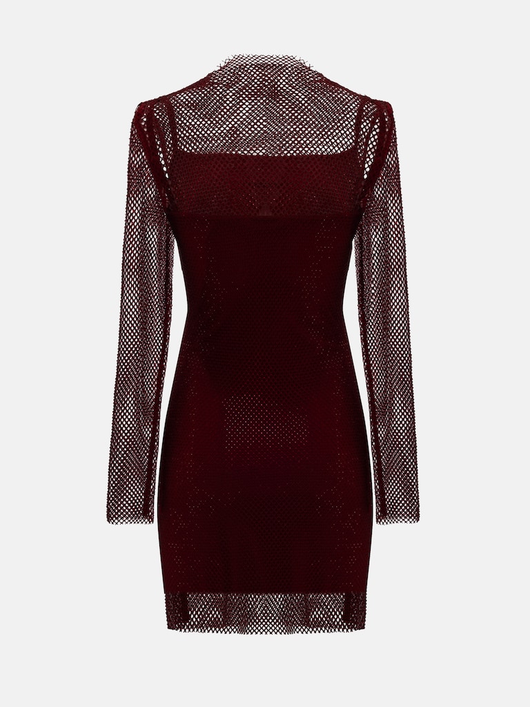 Rhinestone mesh slim mini dress