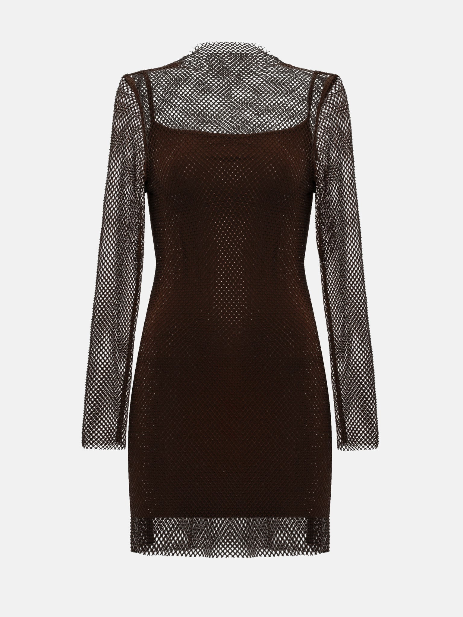 Rhinestone mesh slim mini dress