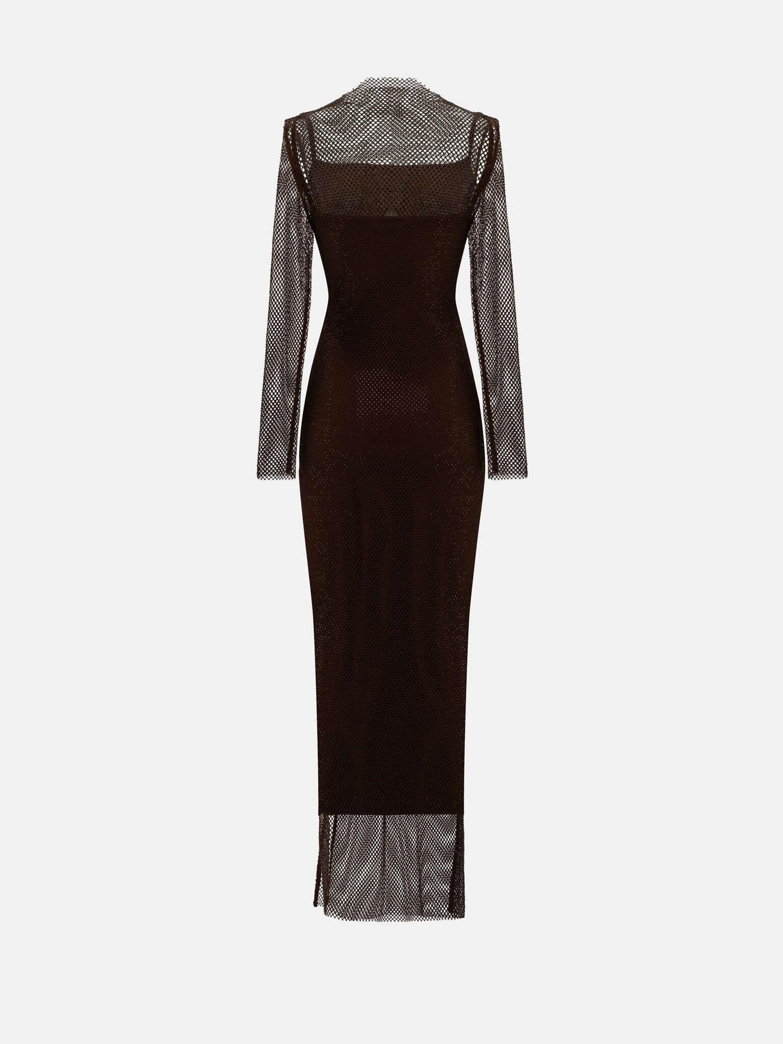 Платье-сетка макси с однотонным подкладом