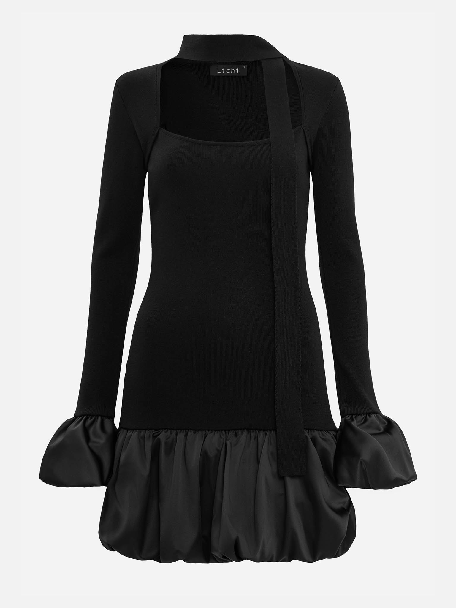 Mini jersey dress with smooth fabric details