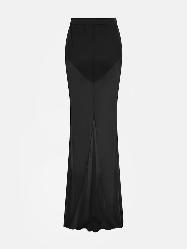 Set aus Mikro-Shorts und semitransparentem, bodenlangem Rock