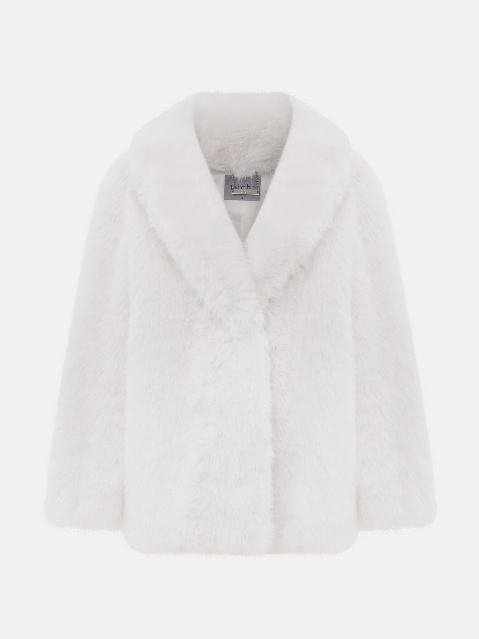 Voluminous mini eco-coat with wide collar