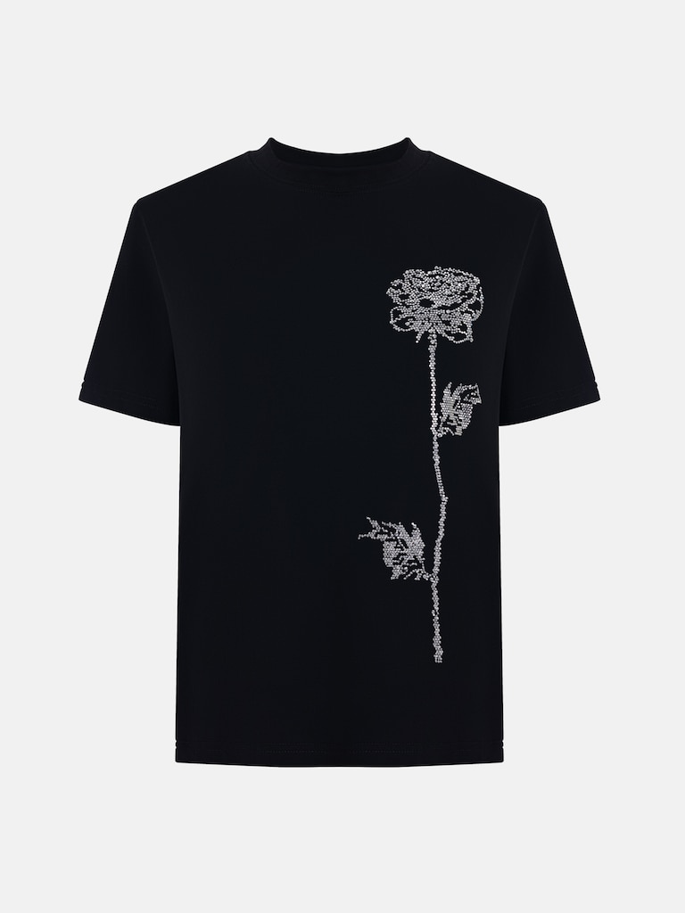 Прямая футболка с рисунком из страз