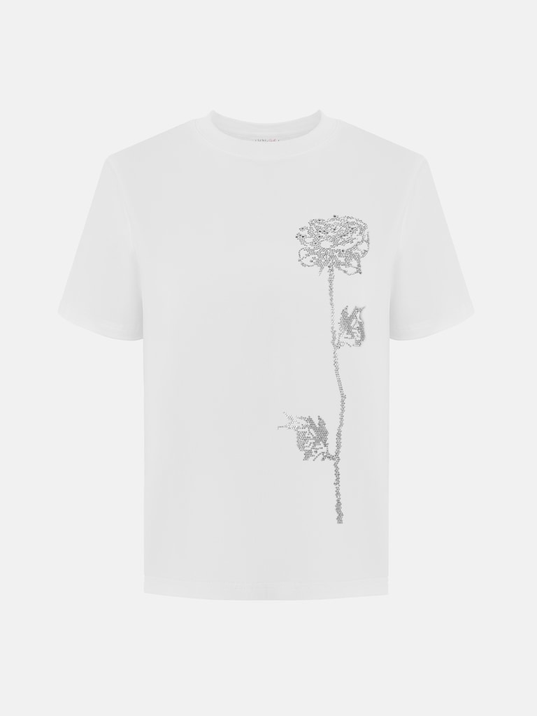 Прямая футболка с рисунком из страз