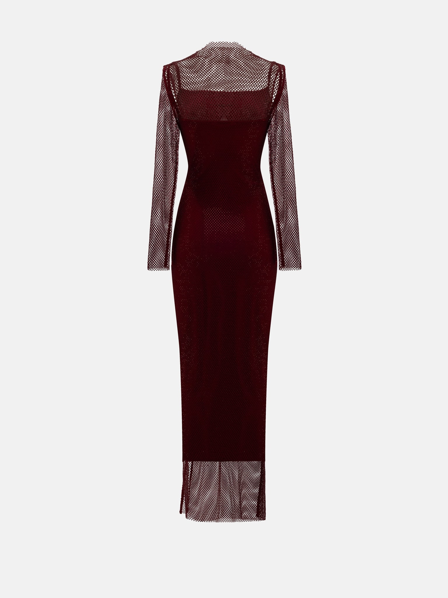 Mesh maxi dress with monochrome lining