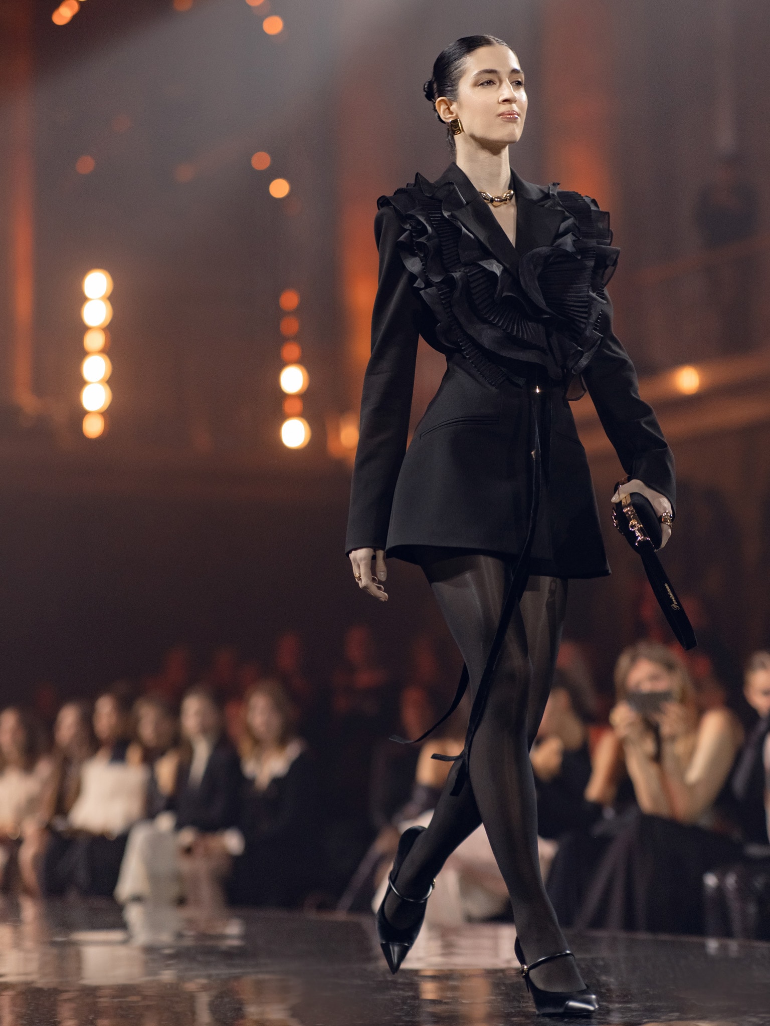 Mini blazer dress with golden buttons