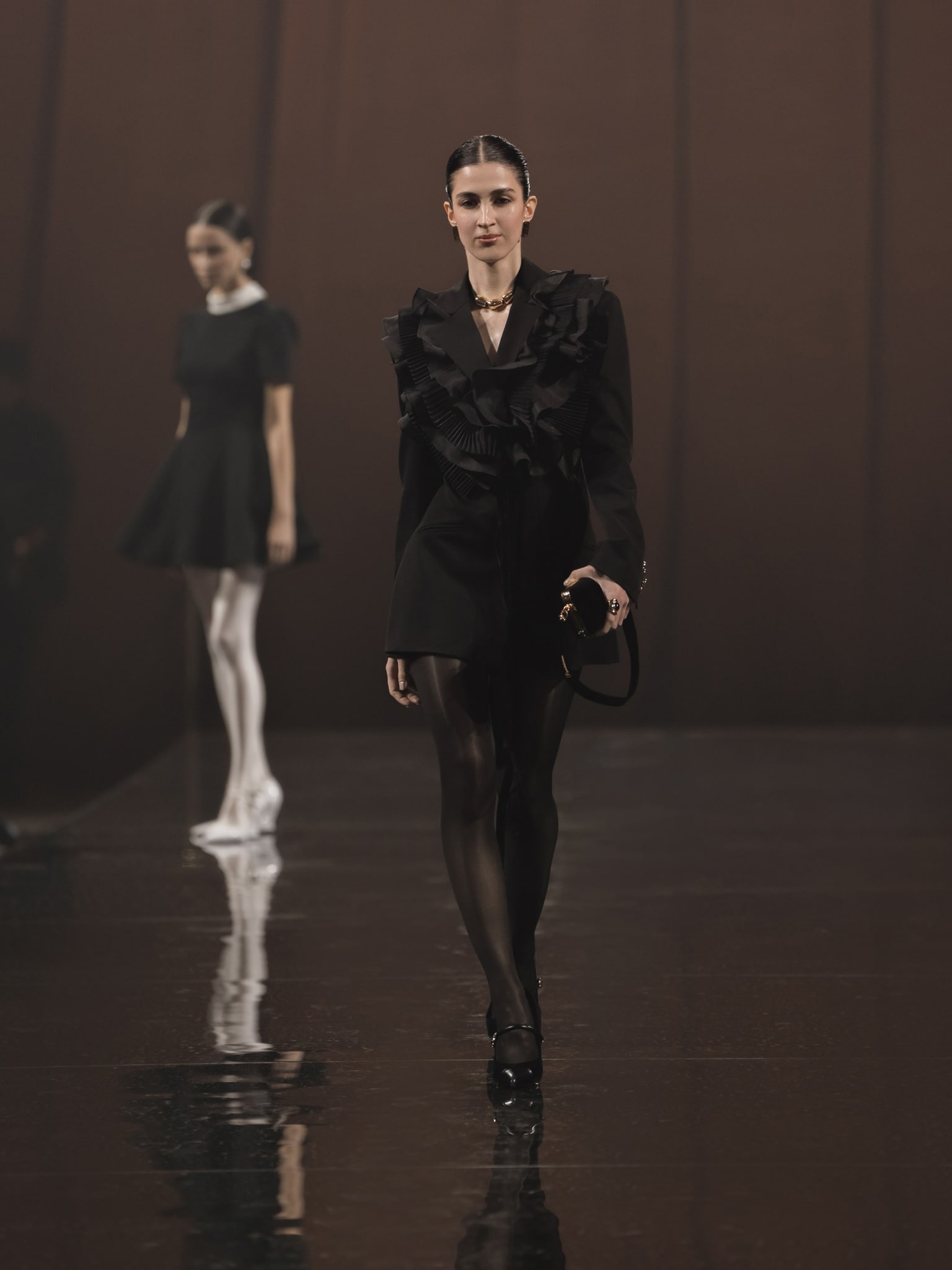 Mini blazer dress with golden buttons