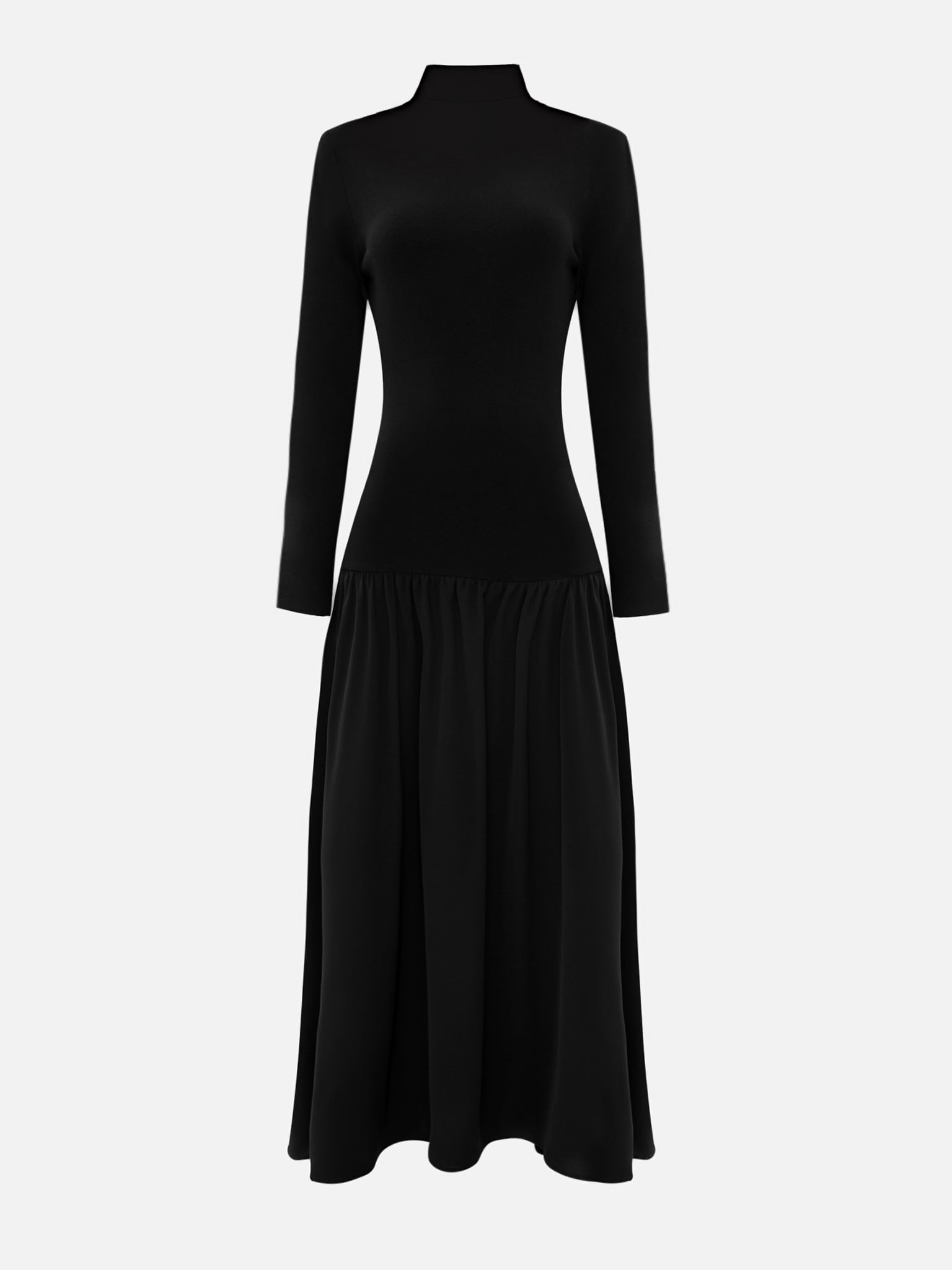 Jersey maxi dress with pearl necklace