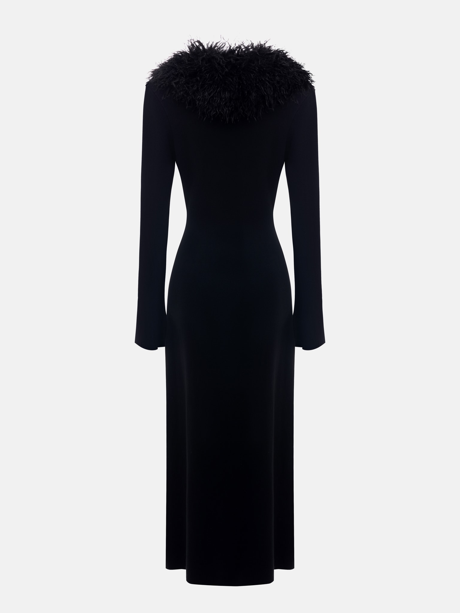 Kardigan maxi z piórami na kołnierzu