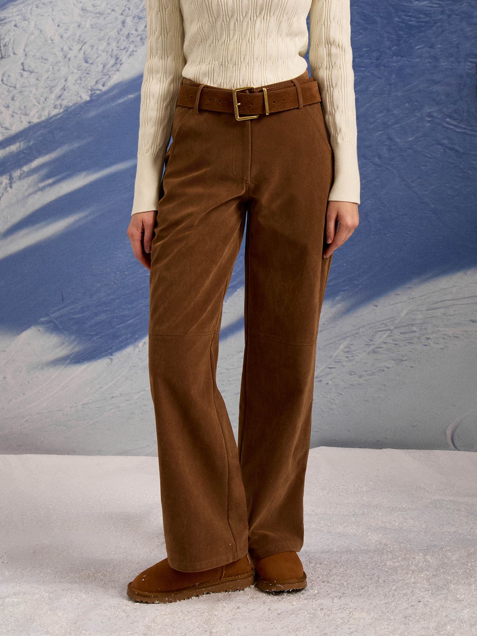 Eco-suede loose trousers