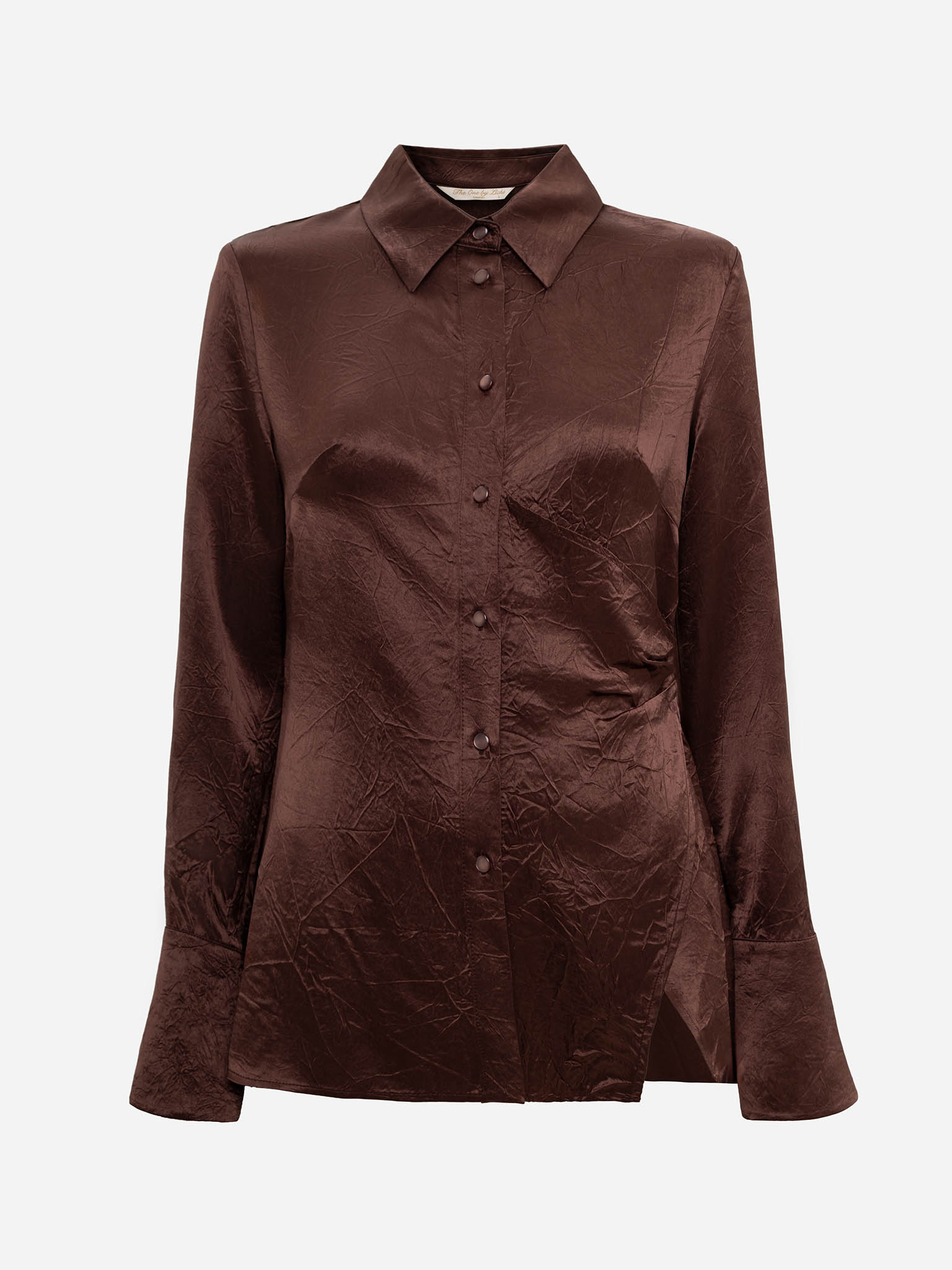 Fitted shirt in crinkled-effect fabric