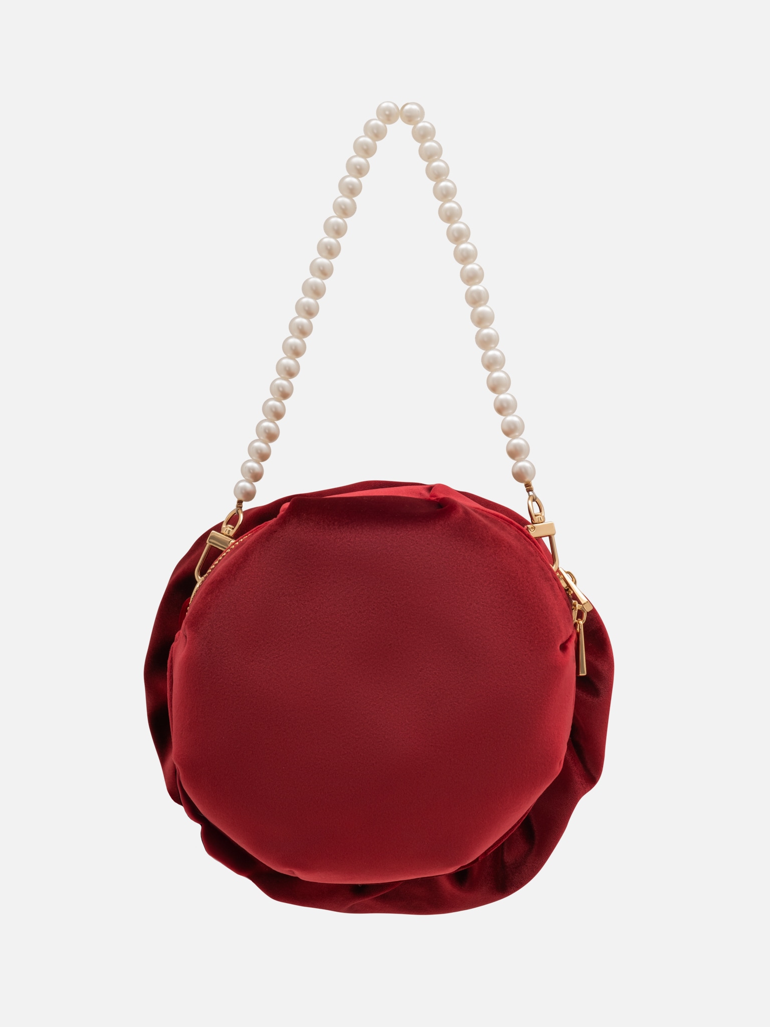 Velvet flower-shaped bag with pearl handle