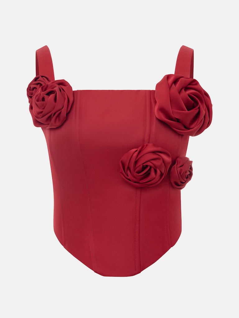 Corset en tissu lisse avec fleurs décoratives