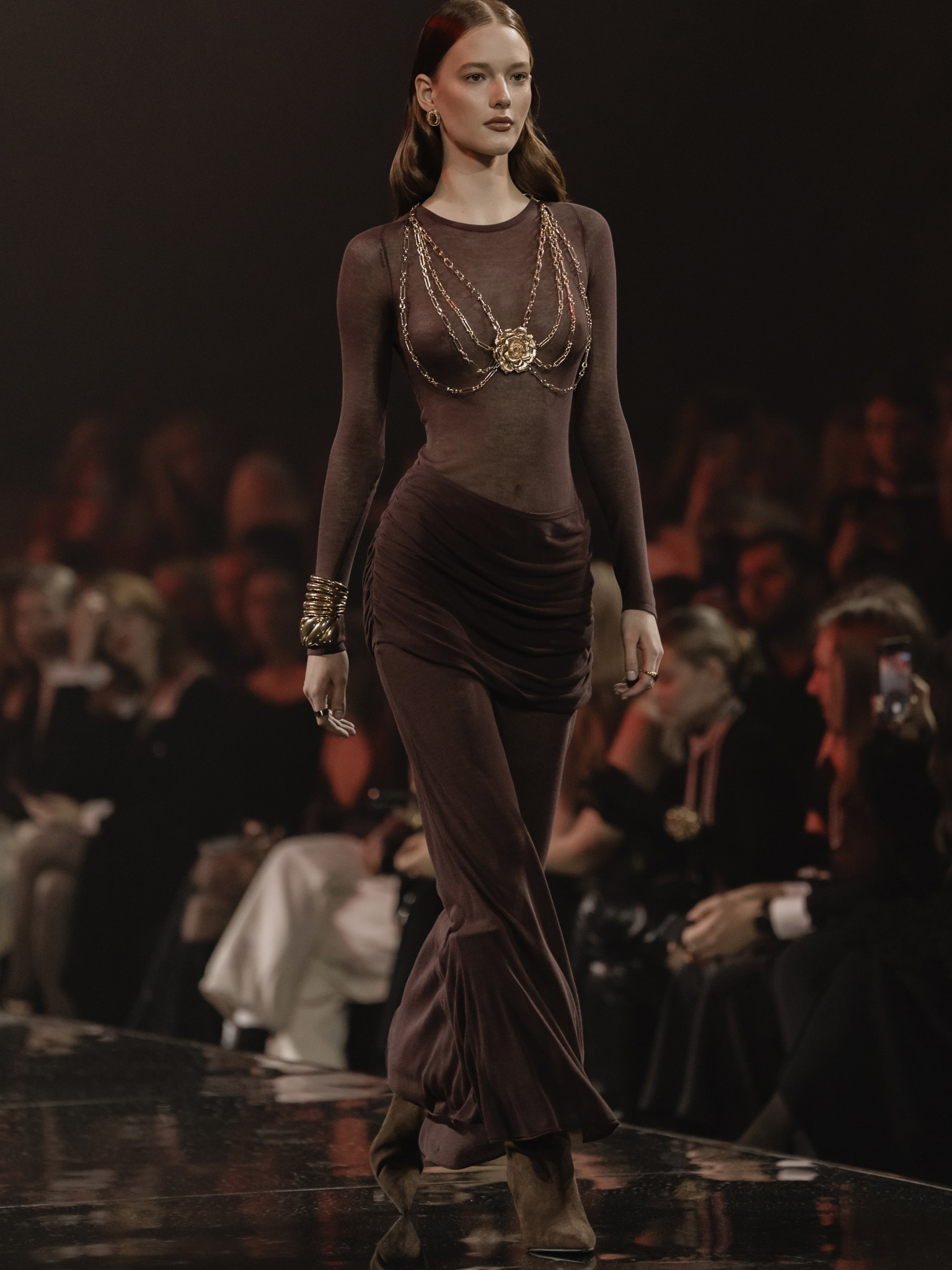 Semi-transparent jersey maxi dress