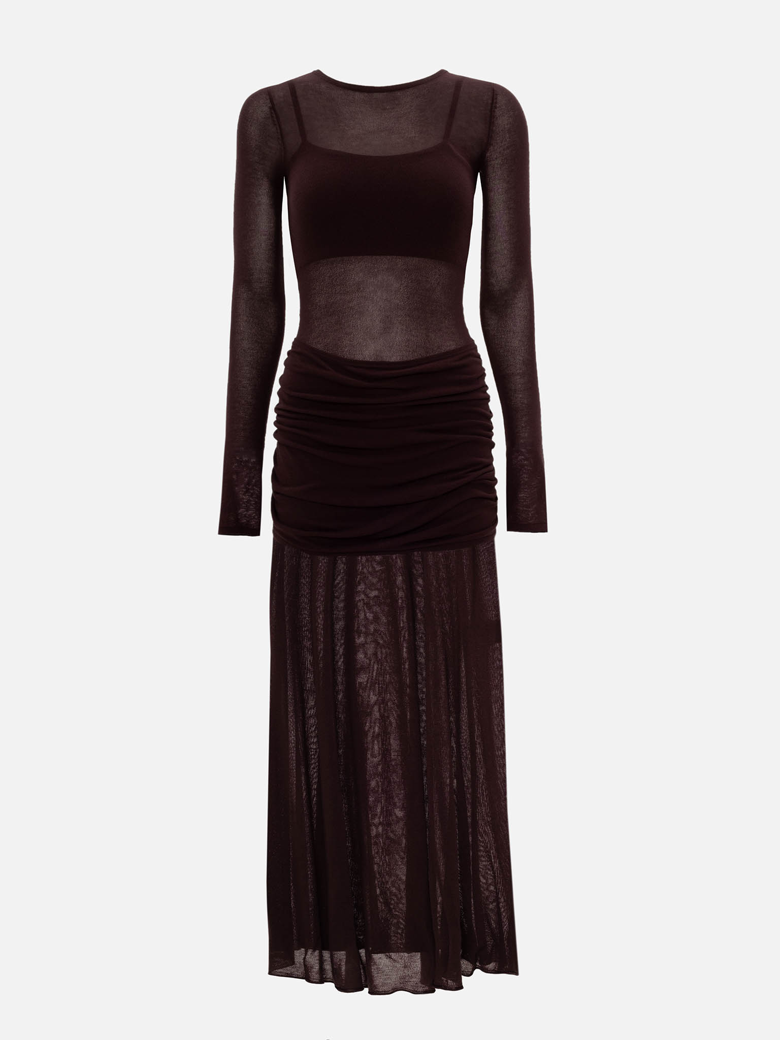Semi-transparent jersey maxi dress