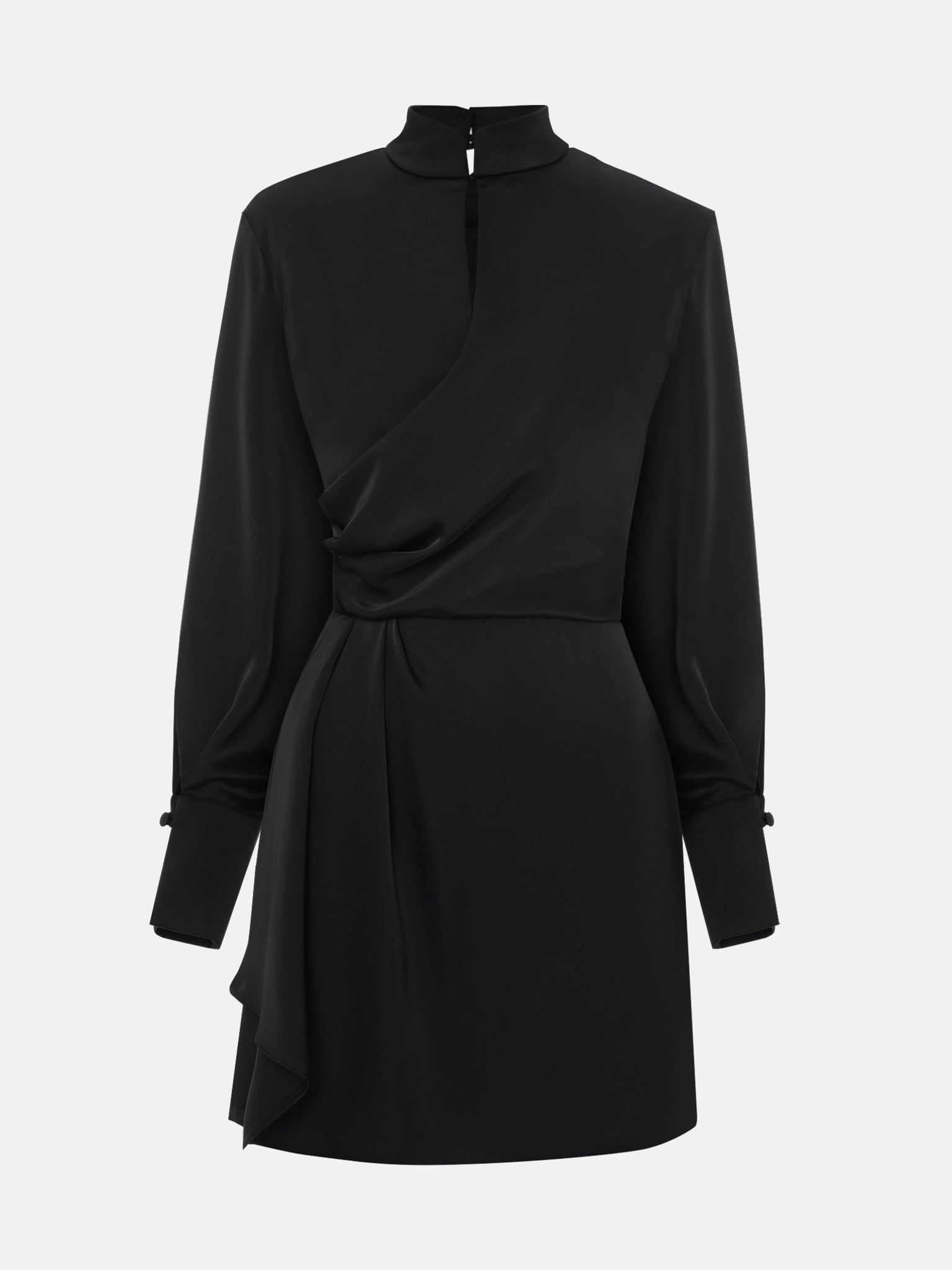 Satin mini dress with wrap imitation