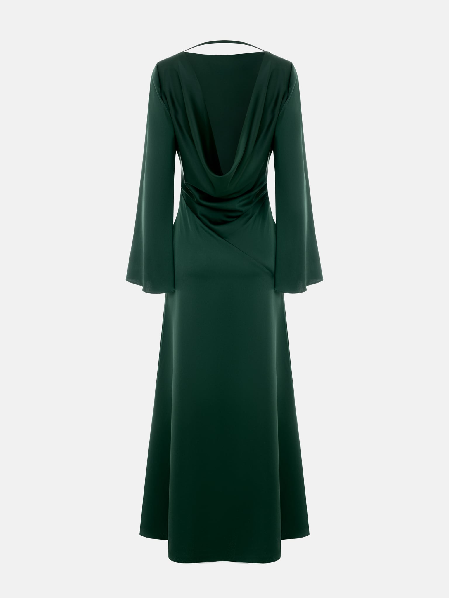 Атласное платье макси с открытой спиной