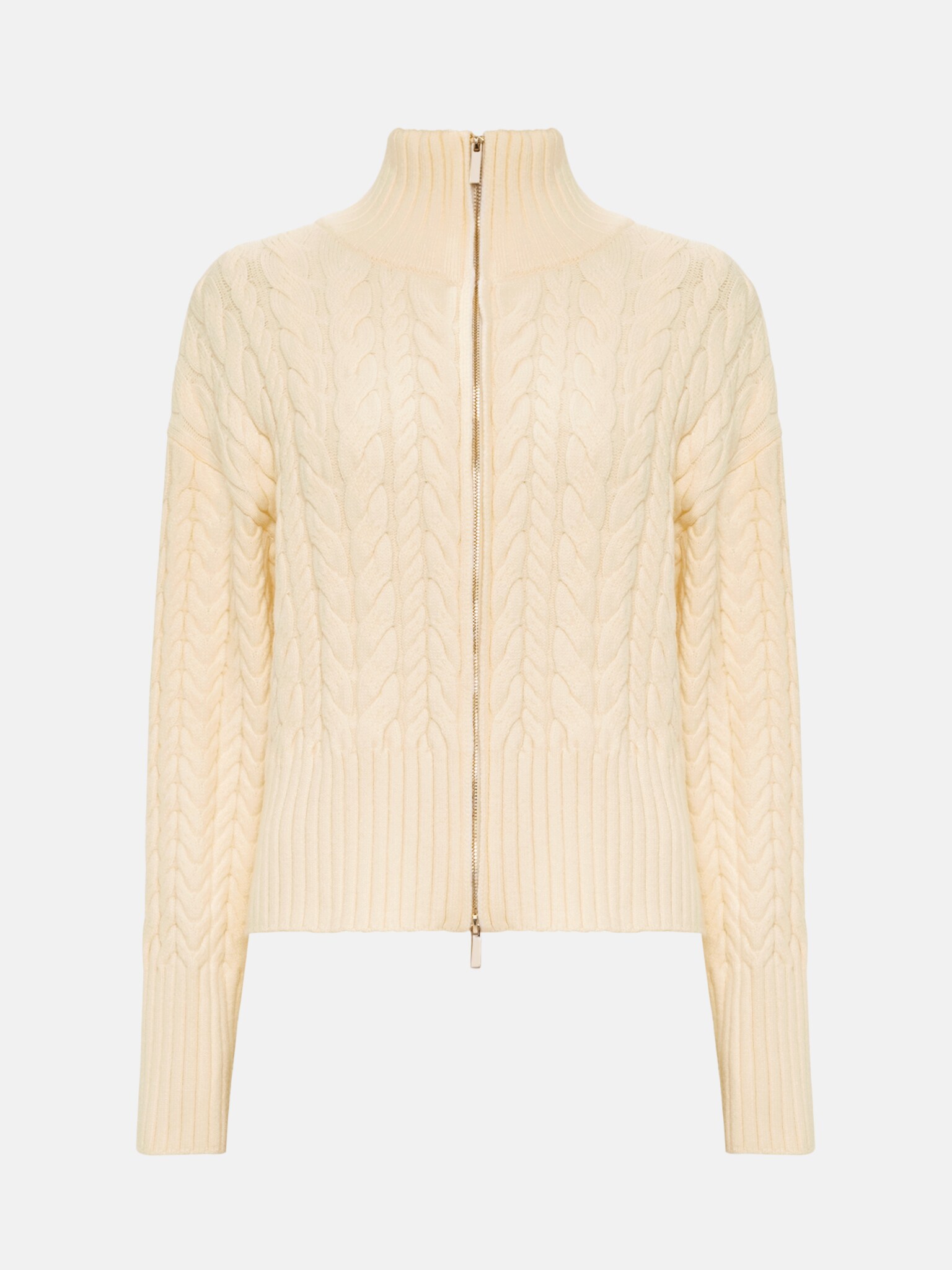 Cable-knit cardigan with zip fastening