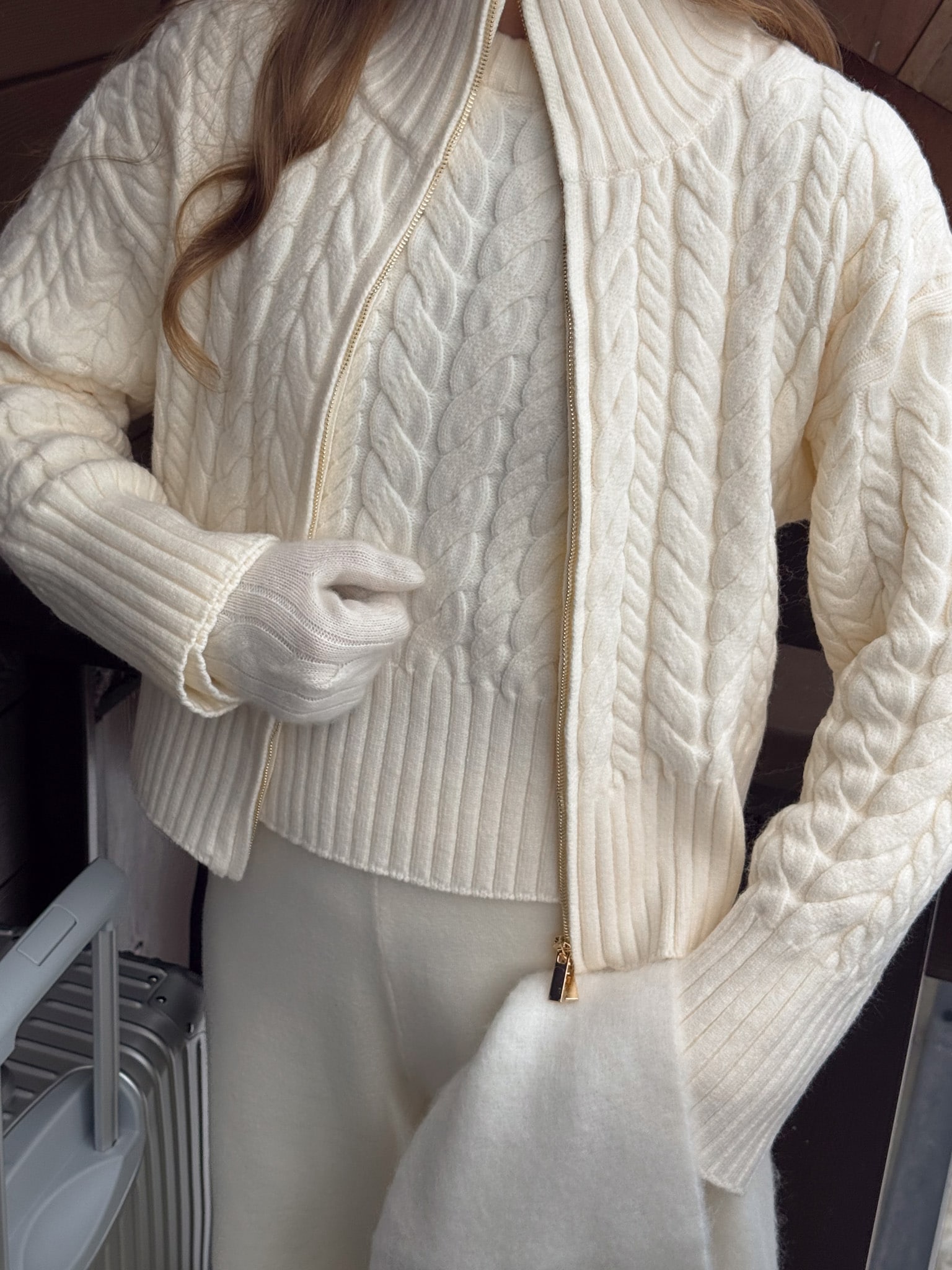 Кардиганы Lichi Кардиган вязки косами на молнии