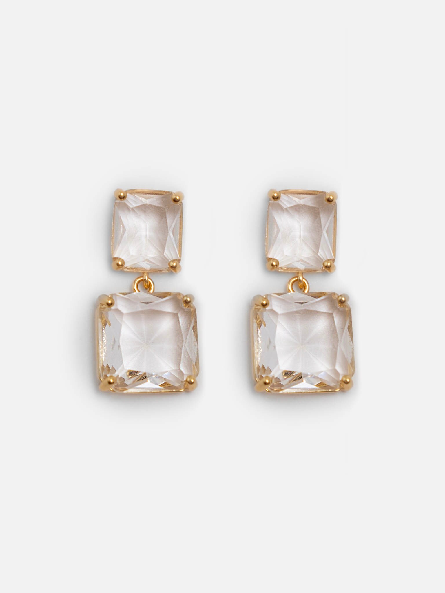 Серьги-пусеты с квадратными камнями