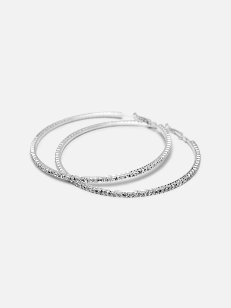 Объемные серьги-кольца из страз