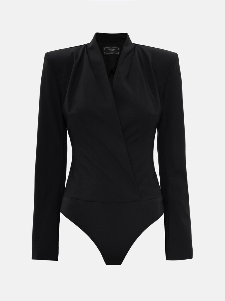 Smooth fabric wrap bodysuit 