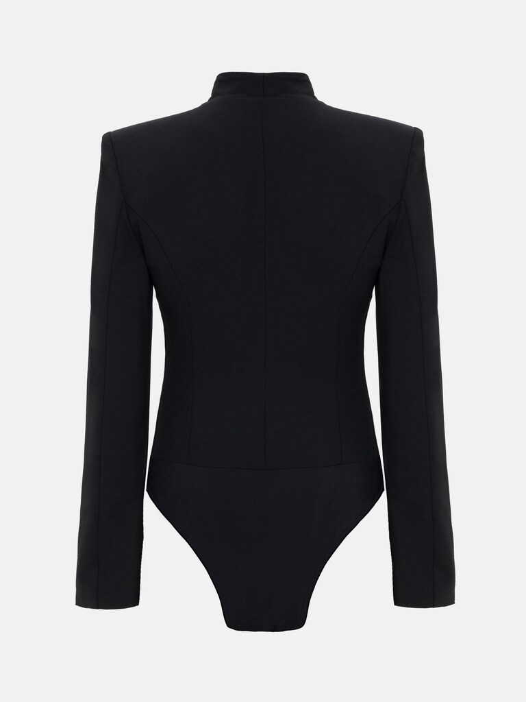 Smooth fabric wrap bodysuit 