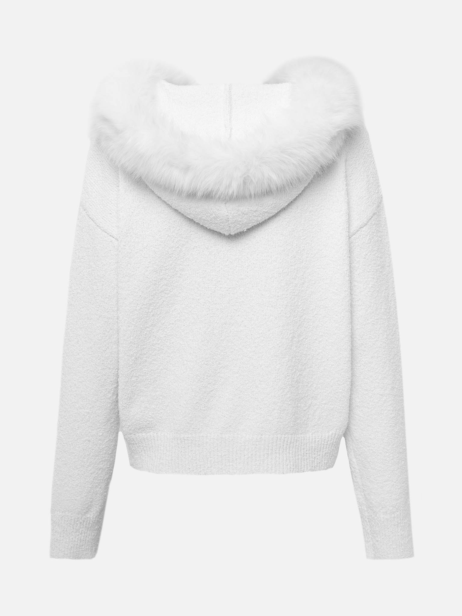 Zip-up cardigan with fur collar