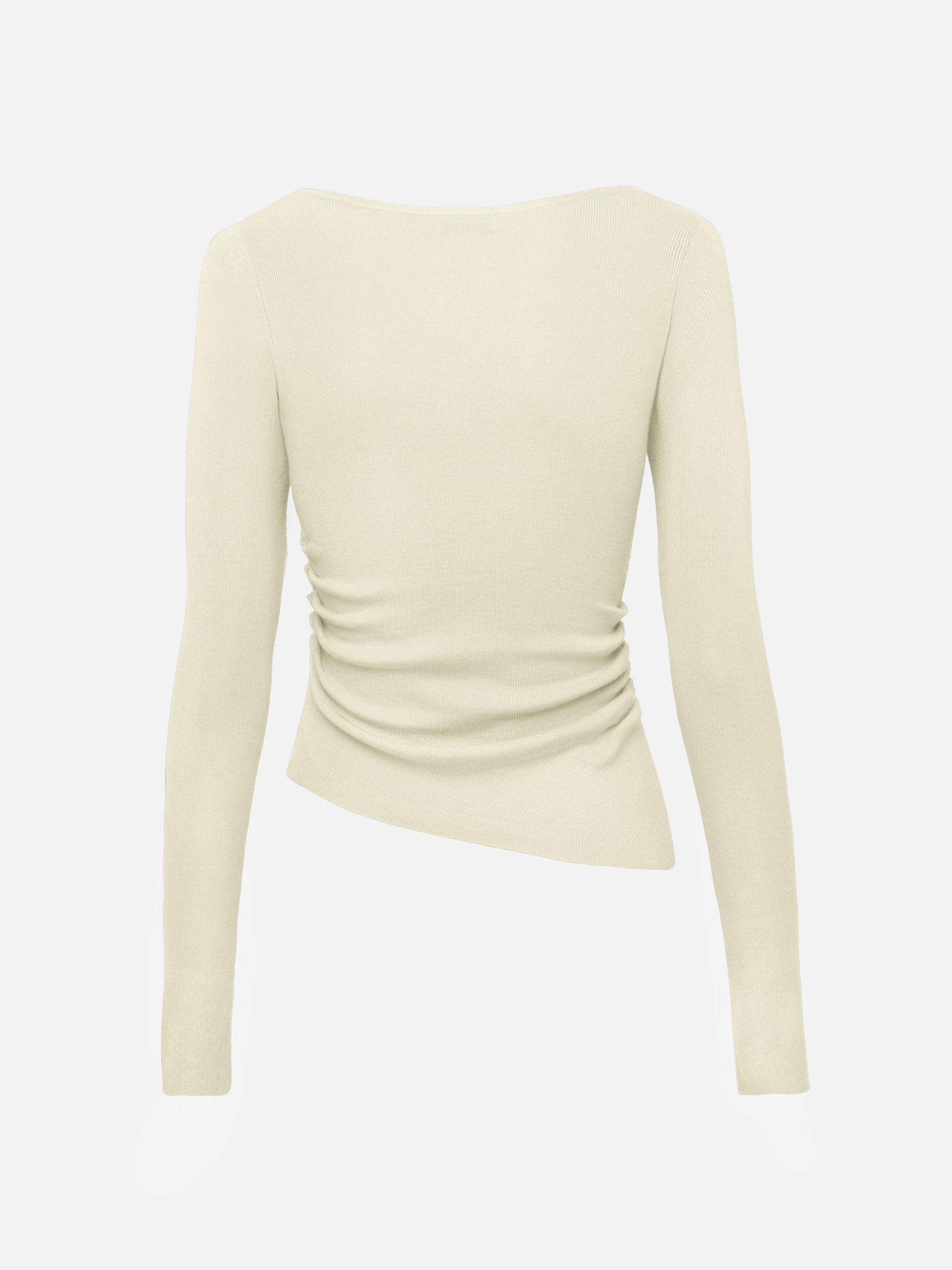 Трикотажный лонгслив с драпировкой на плече