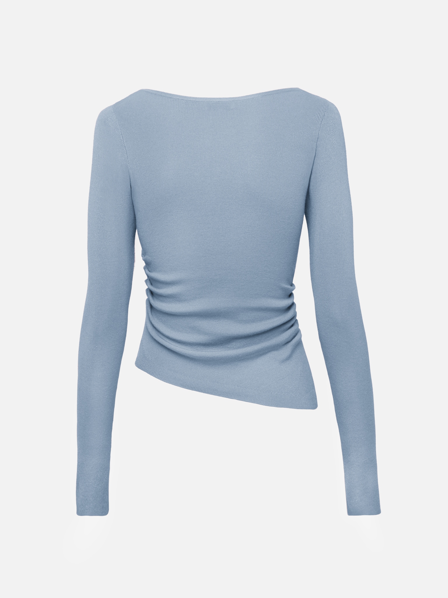 Трикотажный лонгслив с драпировкой на плече