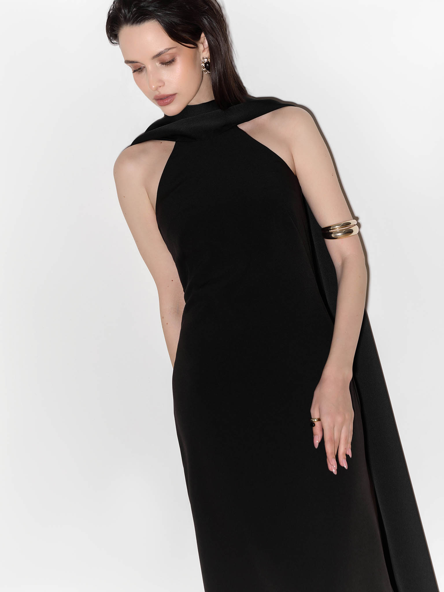 Платья макси Lichi Платье макси из гладкой ткани с лентами на воротнике