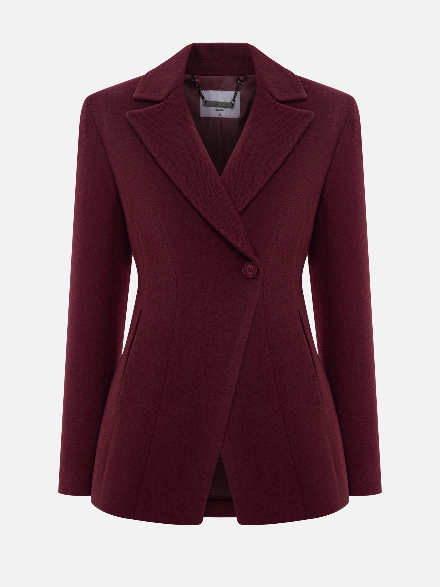 Приталенное пальто-жакет с застежкой на одну пуговицу