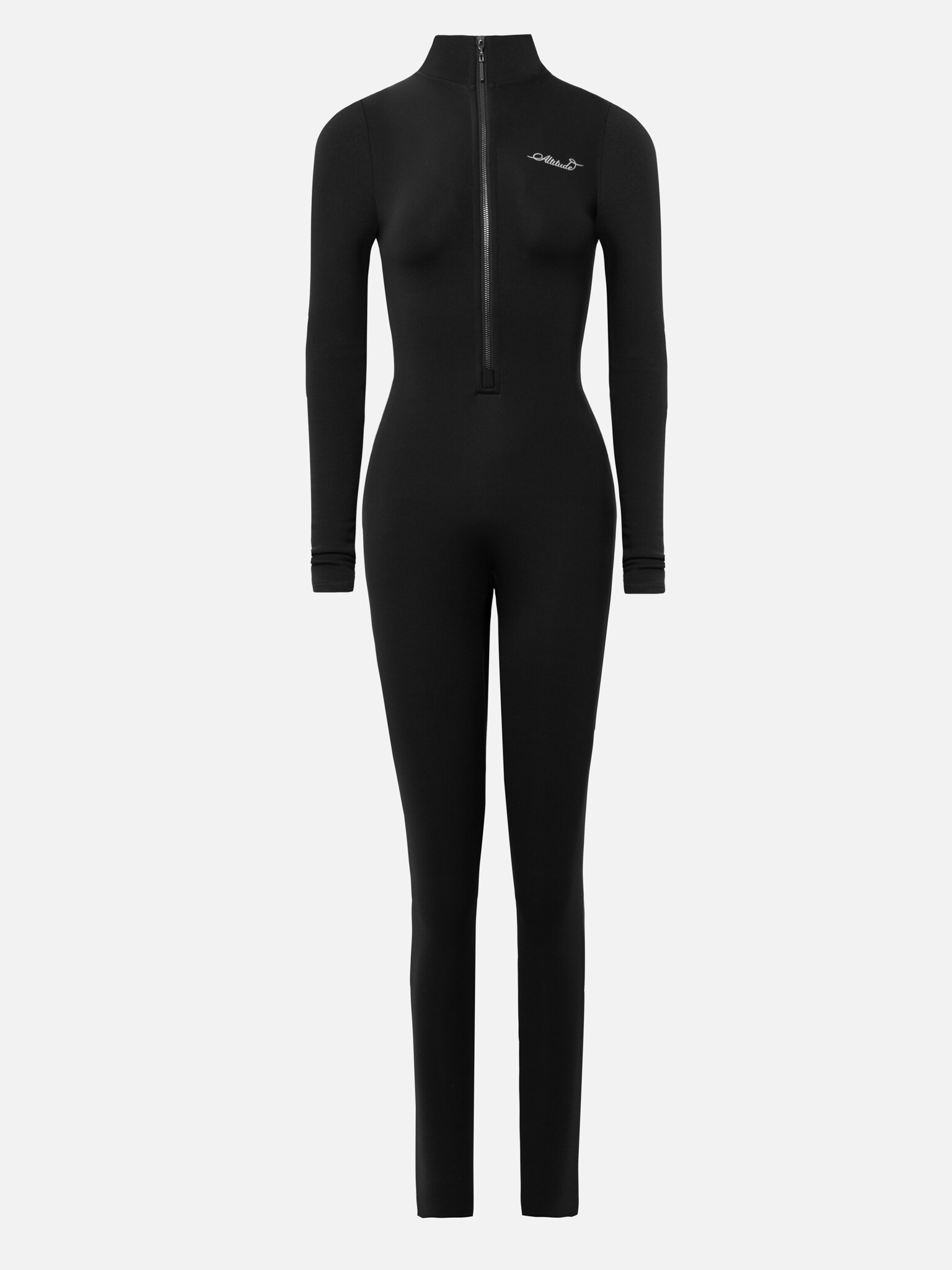 Insulated catsuit with frontal zip and embroidery